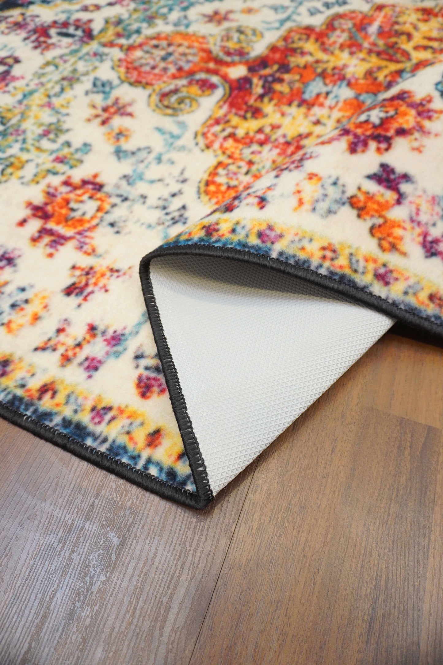 Multi Color Floral Print Rug