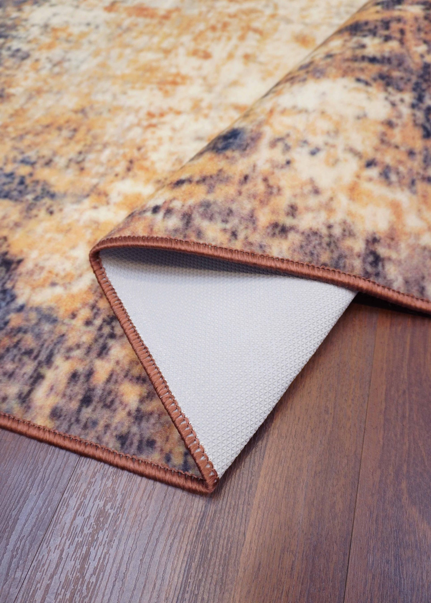 Dark Blue With Beige Abstract Print Rug