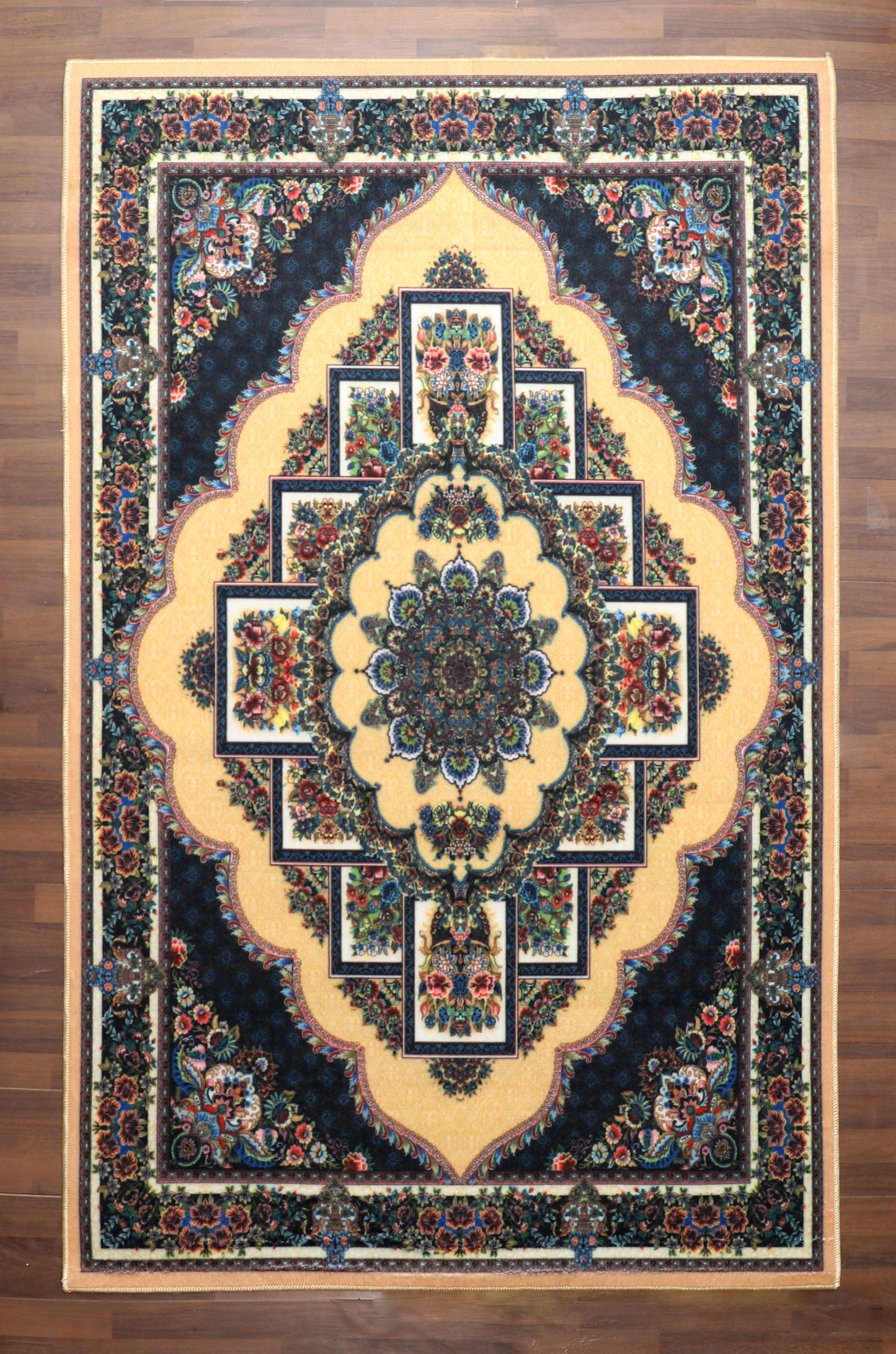 Premium Multicolor Floral Medallion Non Woven Rug –Anti-Slip Design for Modern Homes