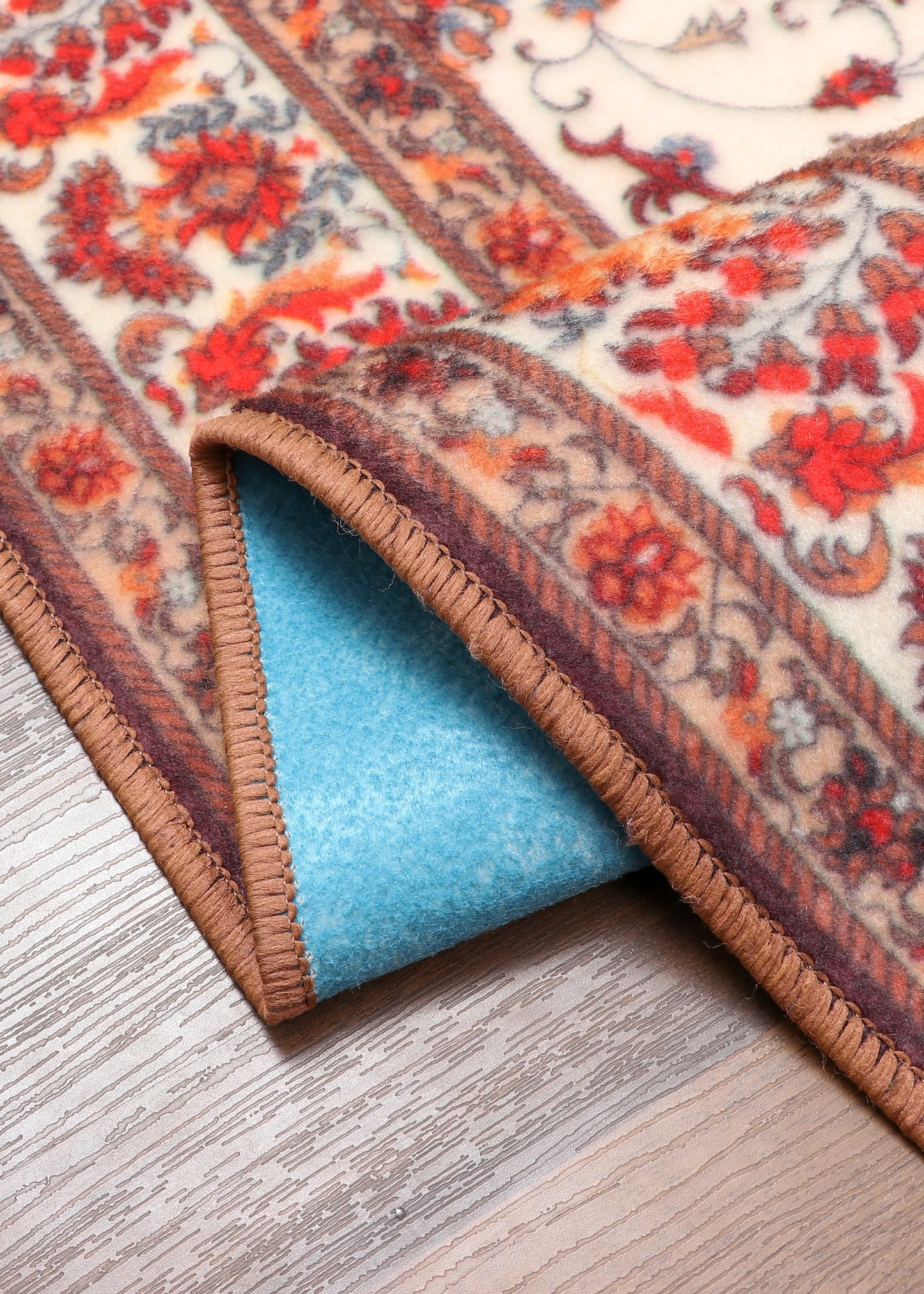 Premium Quality Multicolor Modern Floral Non-Woven Rug with Felt Backing