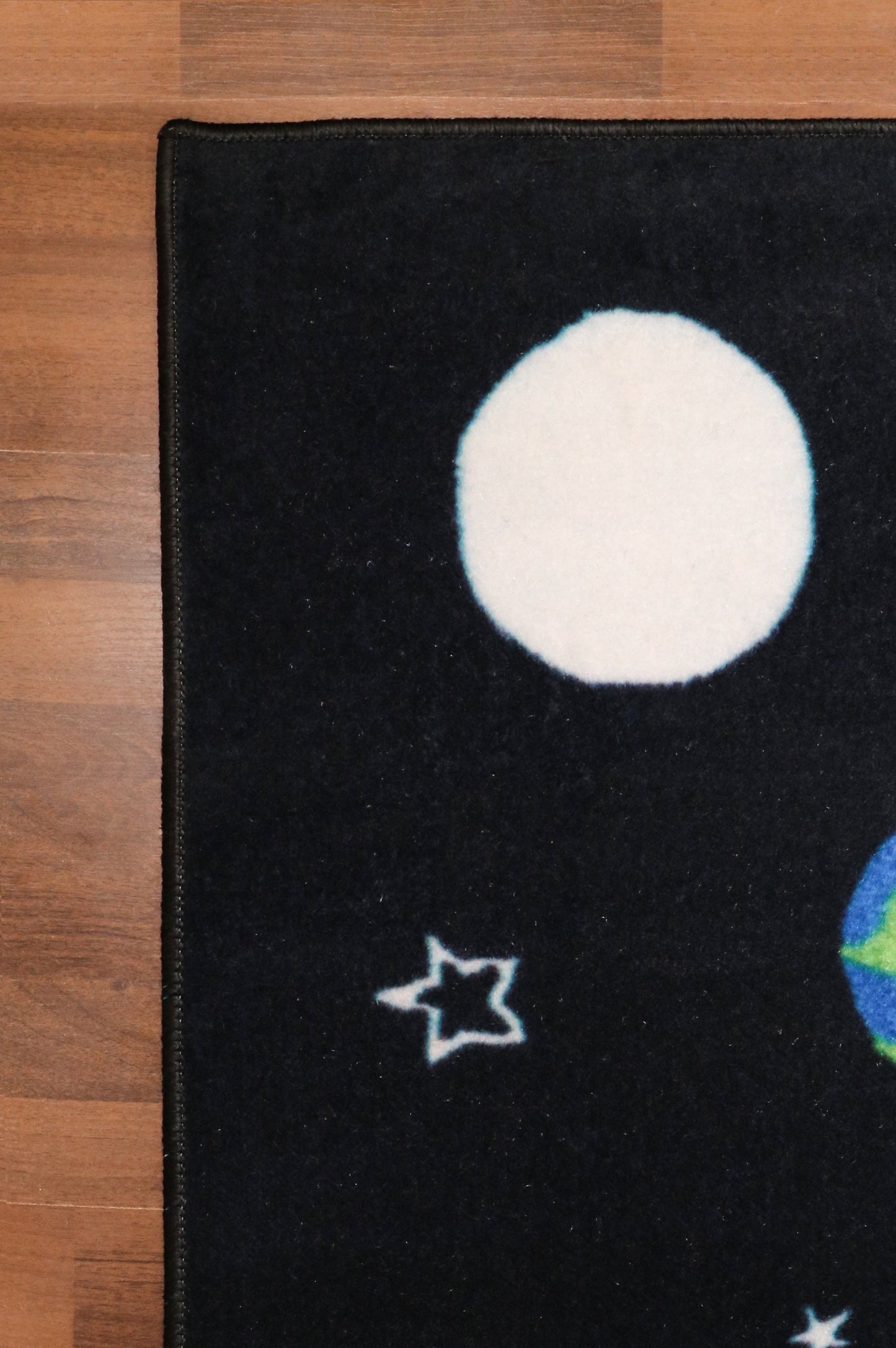 Black Multi Color Space Drawing Print Rug