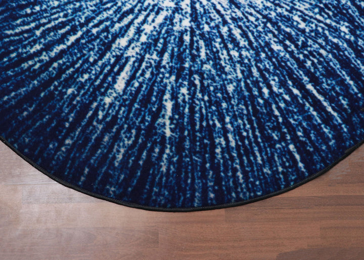 Blue Beige Abstract Print Rug