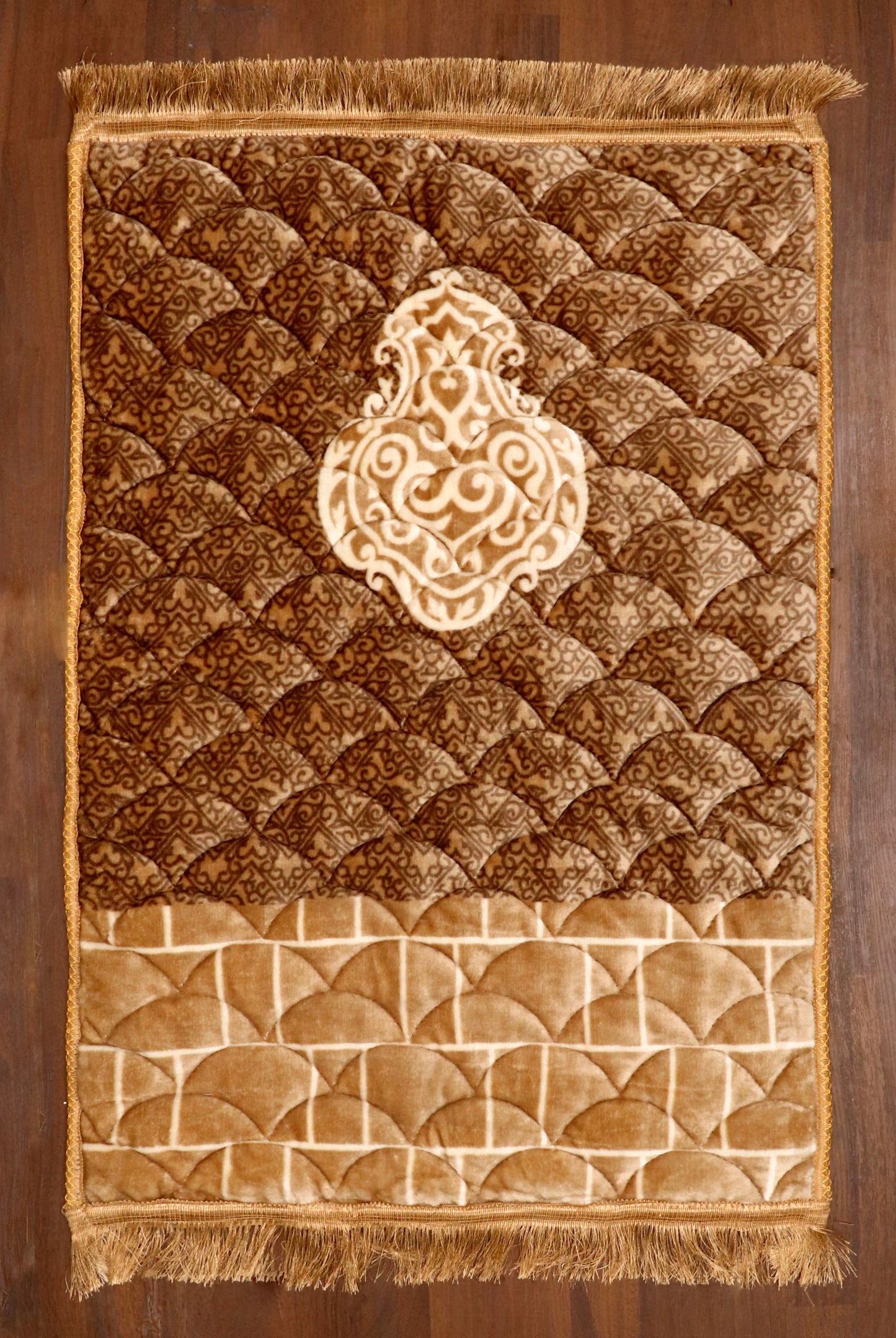 Brown Beige Velvet Foam Padded Prayer Mat