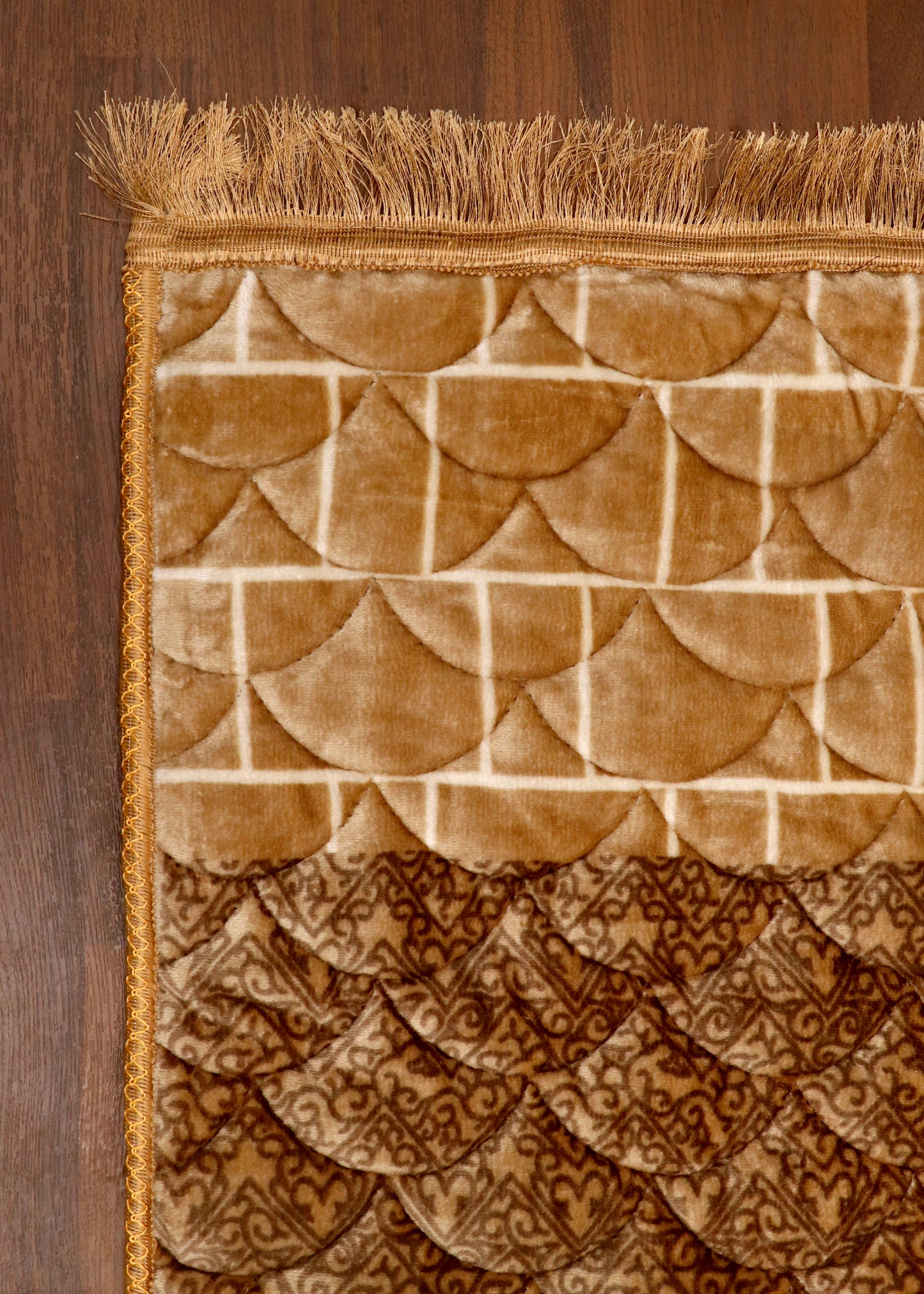 Brown Beige Velvet Foam Padded Prayer Mat