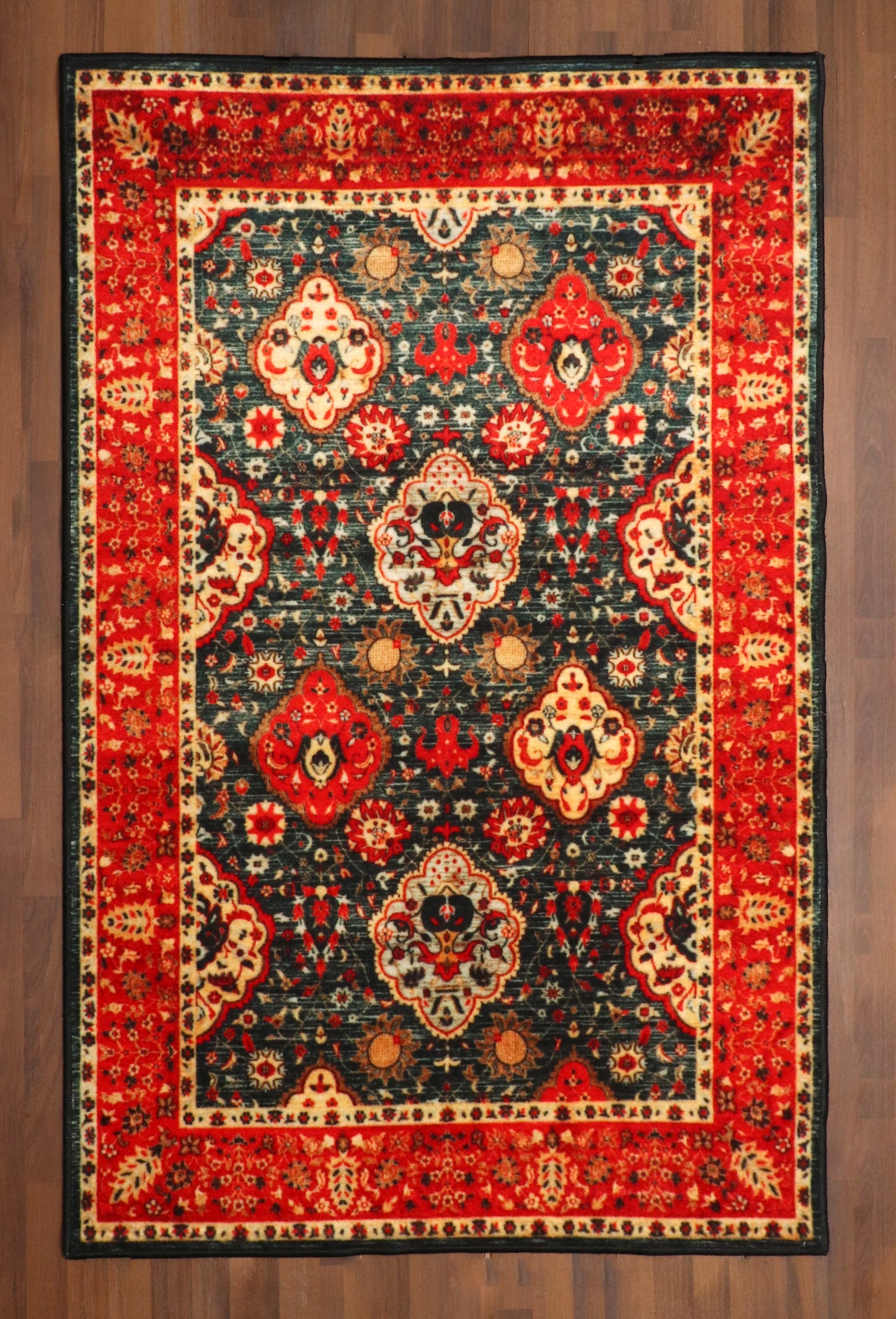 Kashan Inspired Rug – Red and Blue Oriental Pattern
