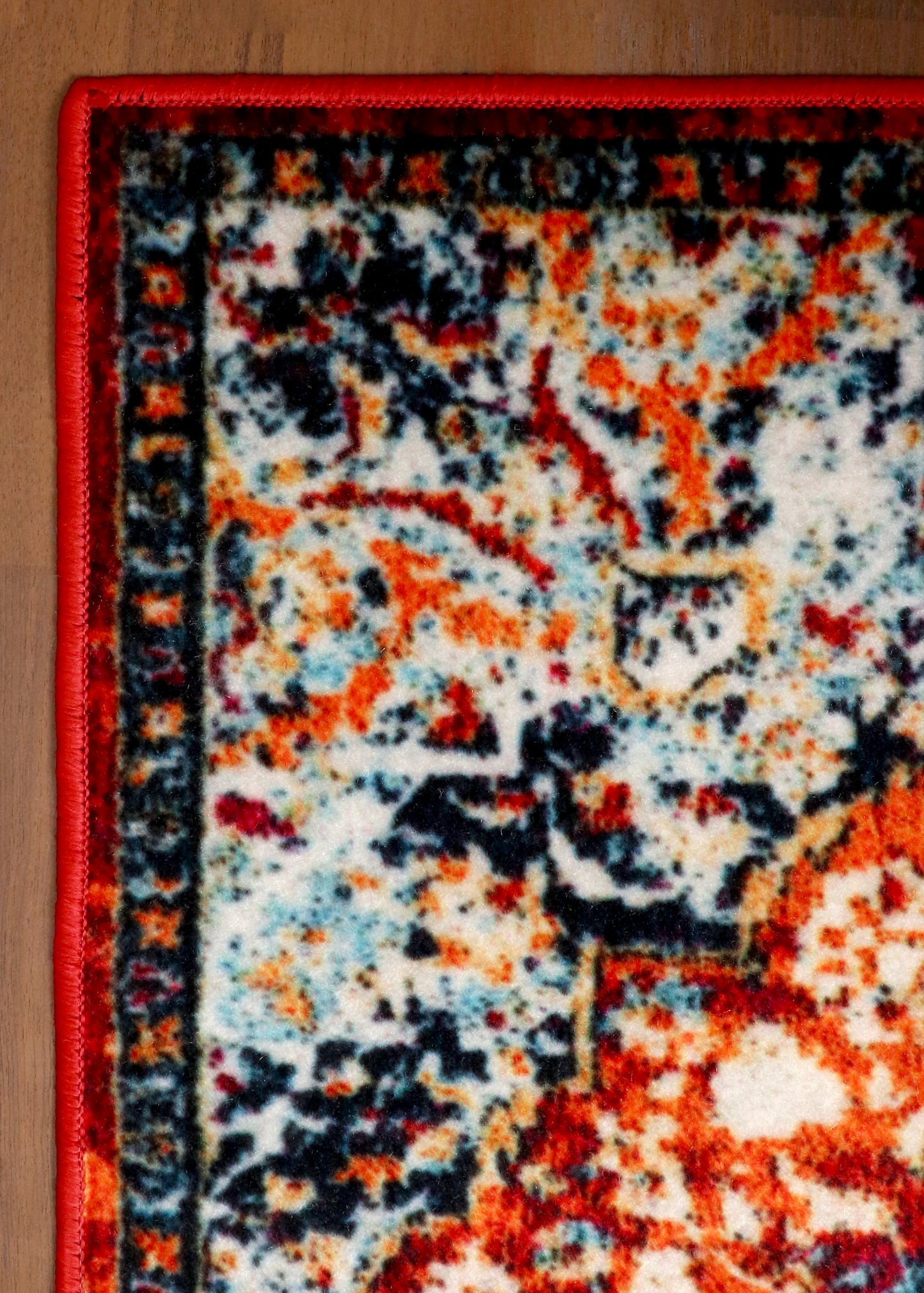 Bohemian Style Area Rug – Red & Blue Pattern Rug