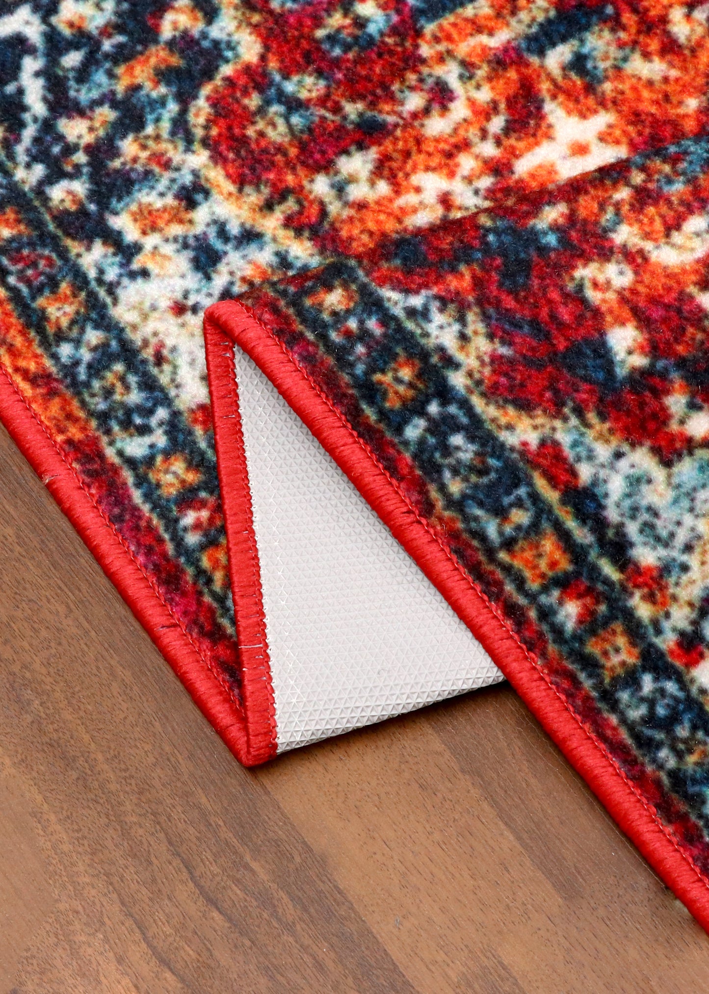 Bohemian Style Area Rug – Red & Blue Pattern Rug