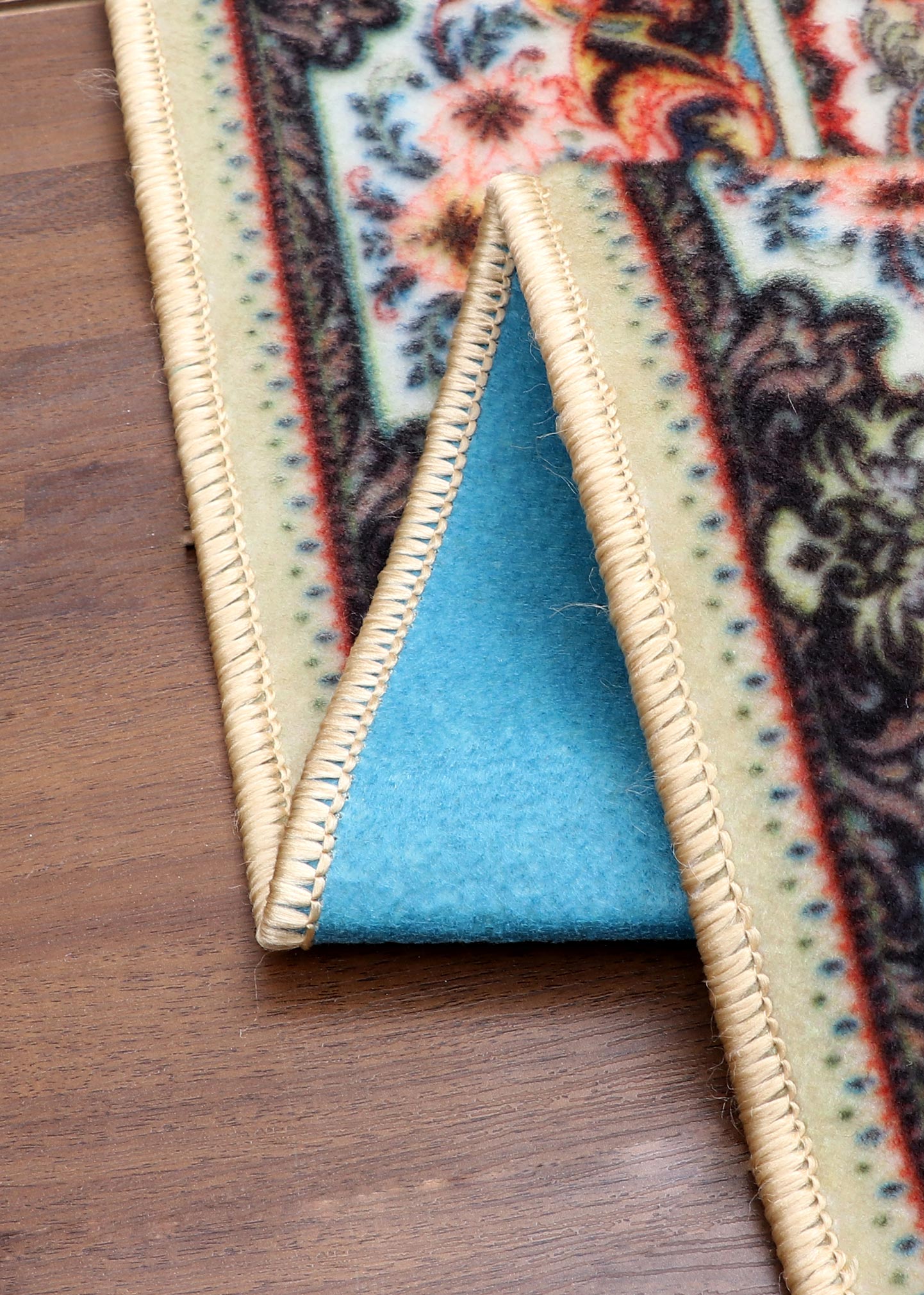 Multicolor Floral Medallion Rug - Traditional Design with Felt Backing