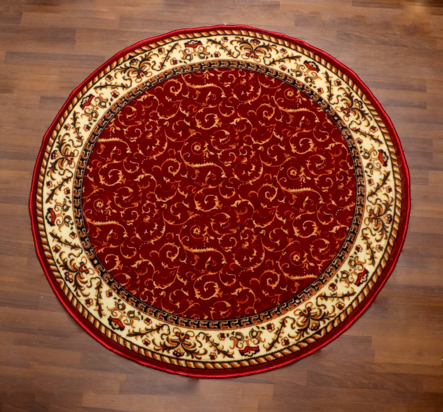 Floral Scrollwork Round Rug