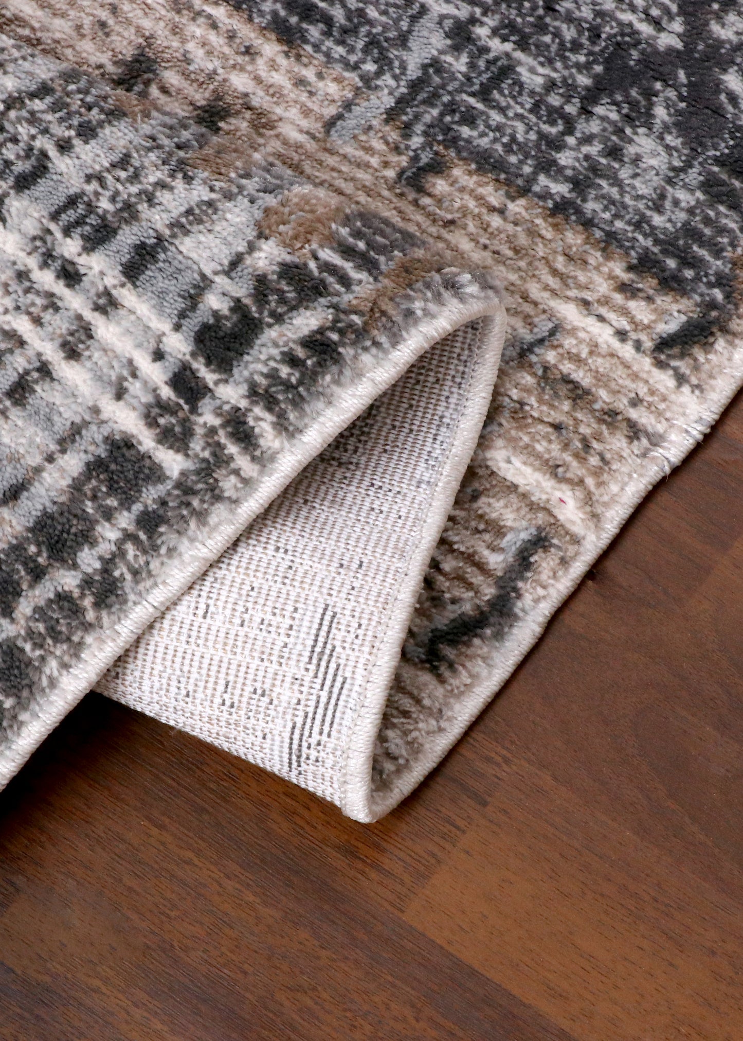 Luxury Turkish Distressed Medallion Rug – Ivory & Soft Grey with Subtle Gold Accents