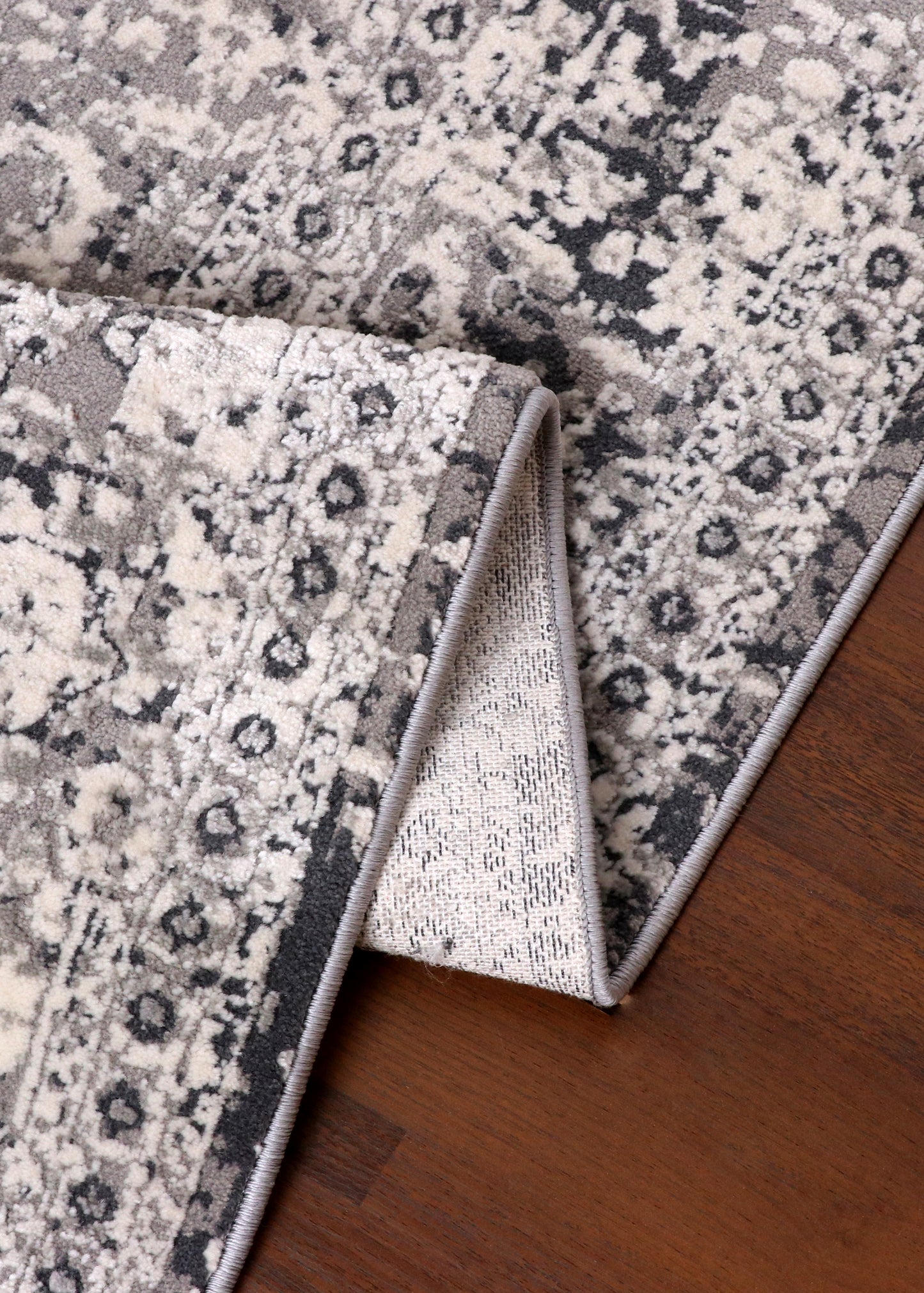 Vintage Turkish Medallion Rug – Distressed Grey Classic Design