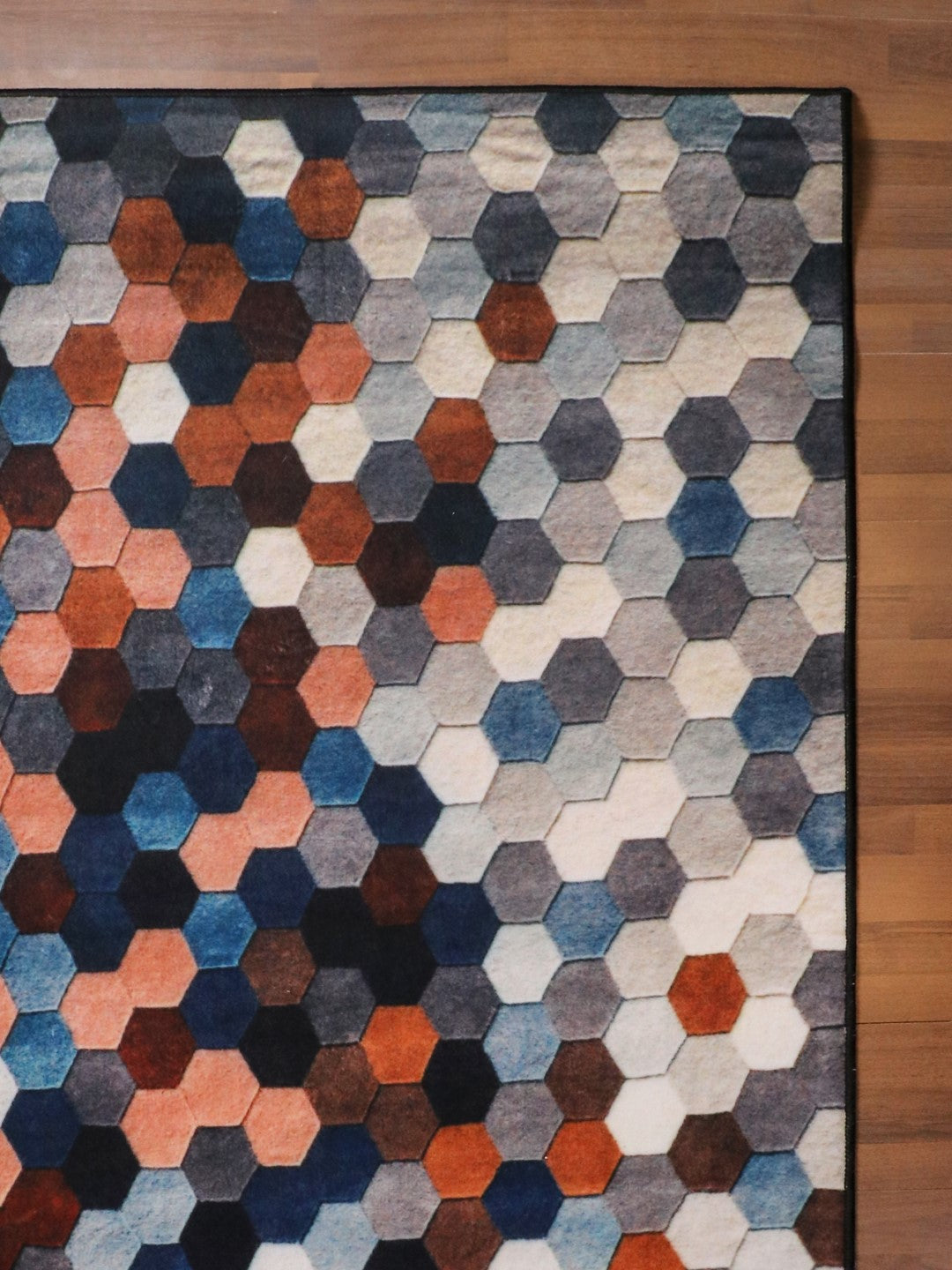 Multi Color Hexagon Print Rug