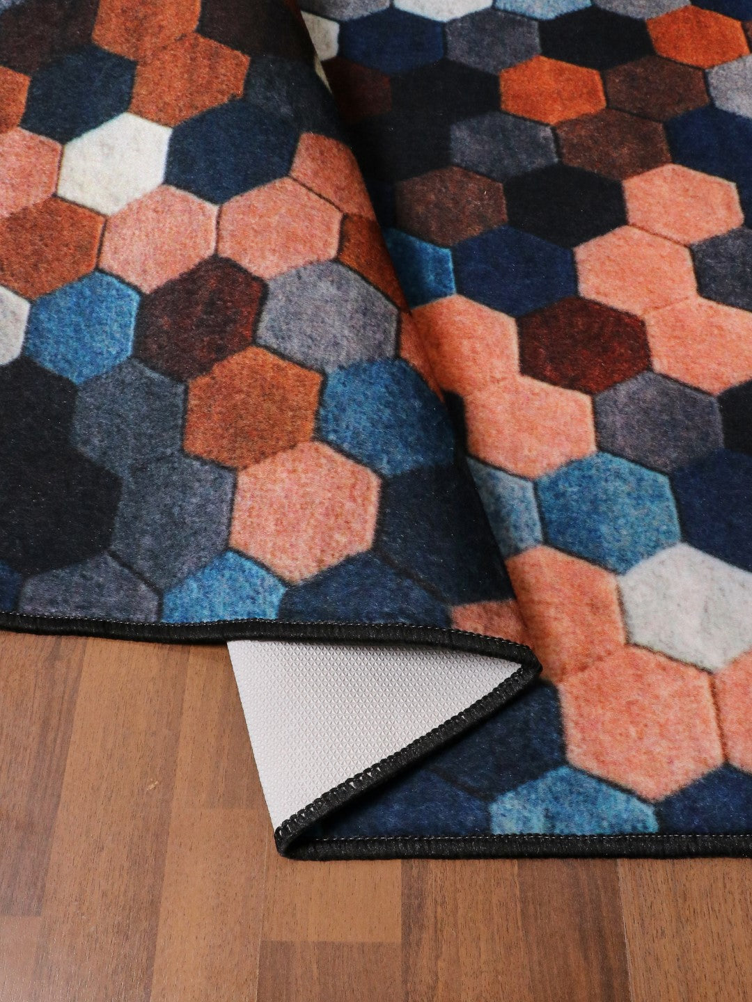 Multi Color Hexagon Print Rug