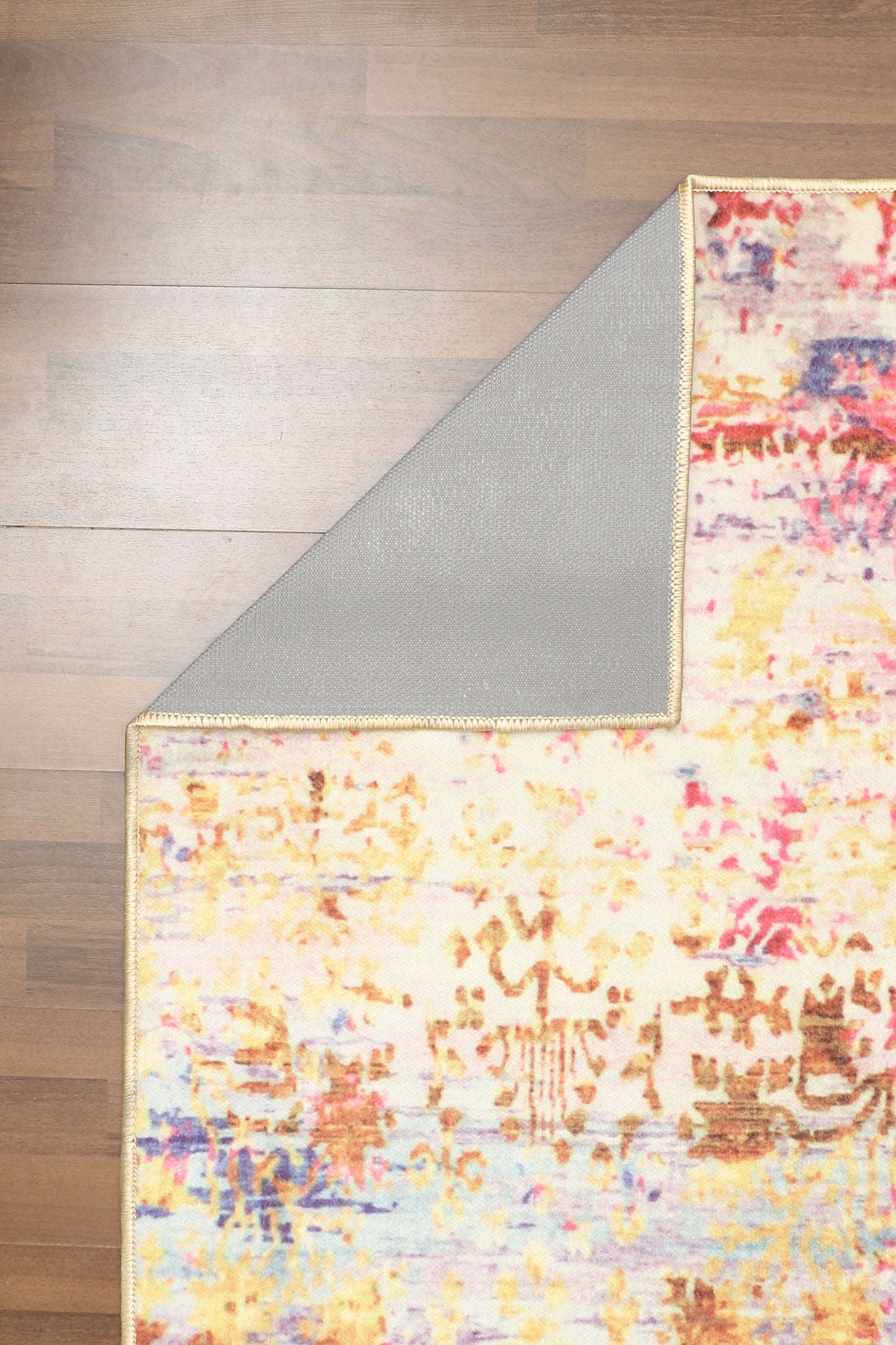 Blue Pink Distressed Pattern Abstract Print Rug