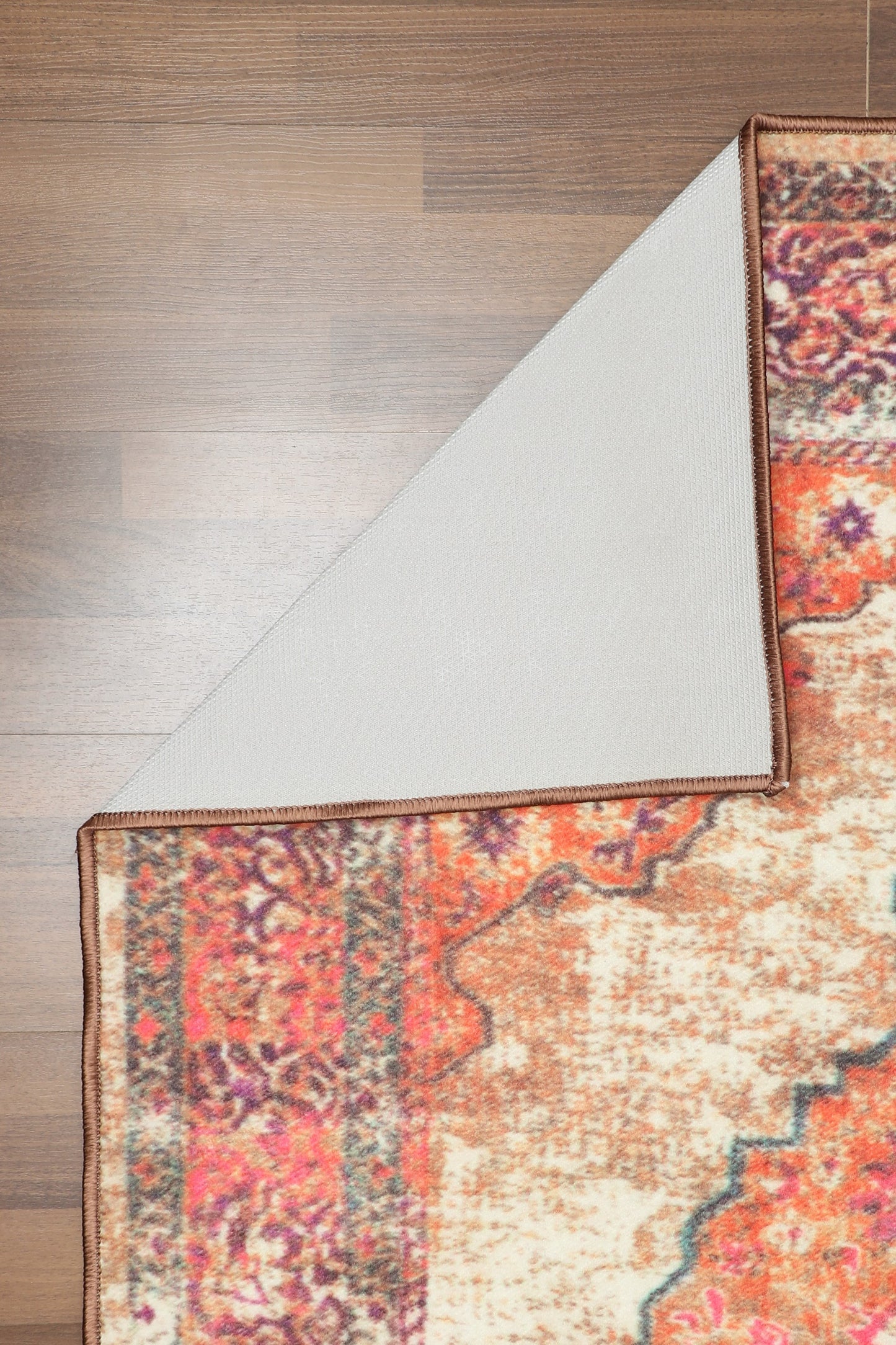 Red With Multi Color Medallion Print Rug