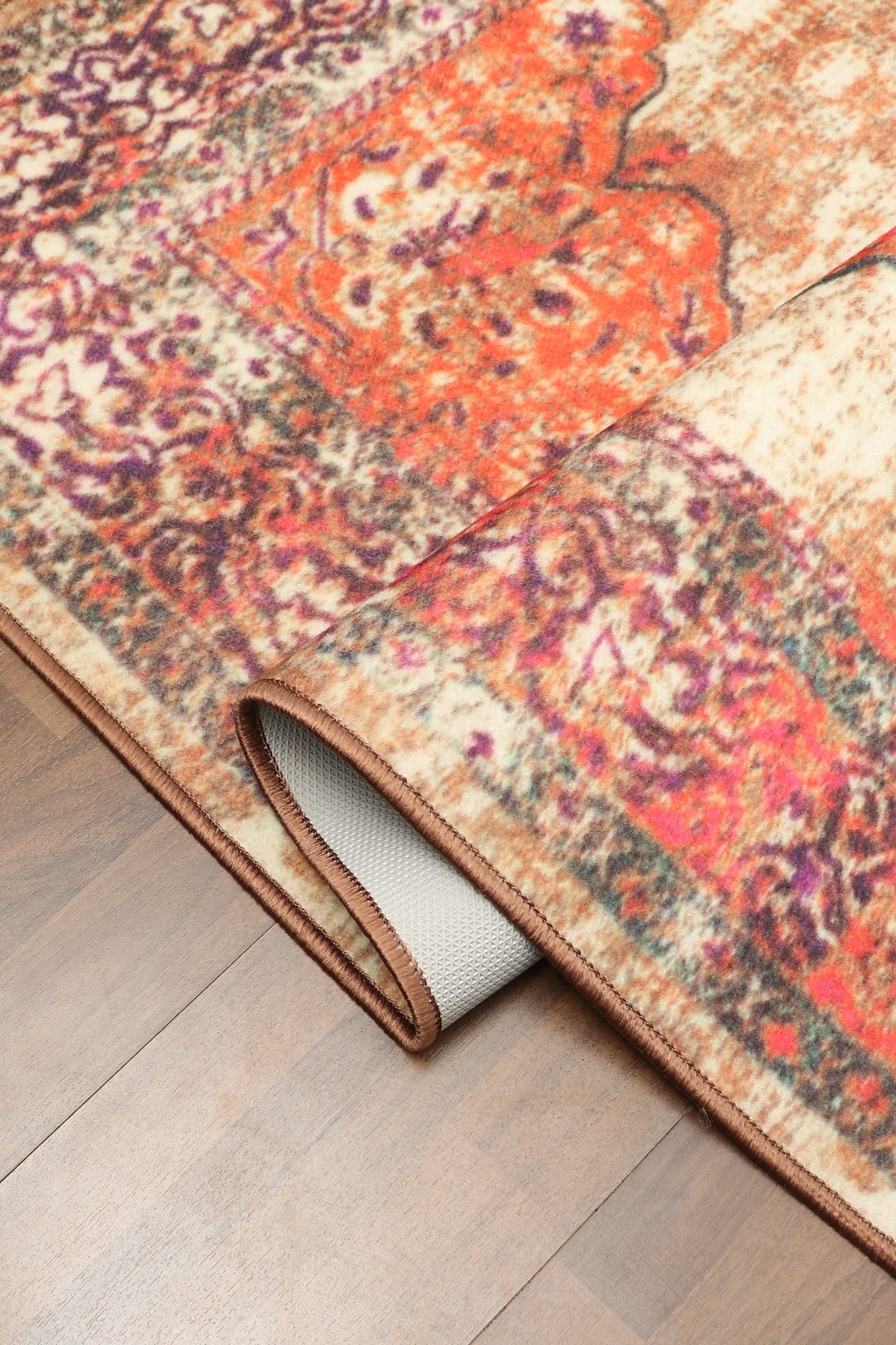 Red With Multi Color Medallion Print Rug