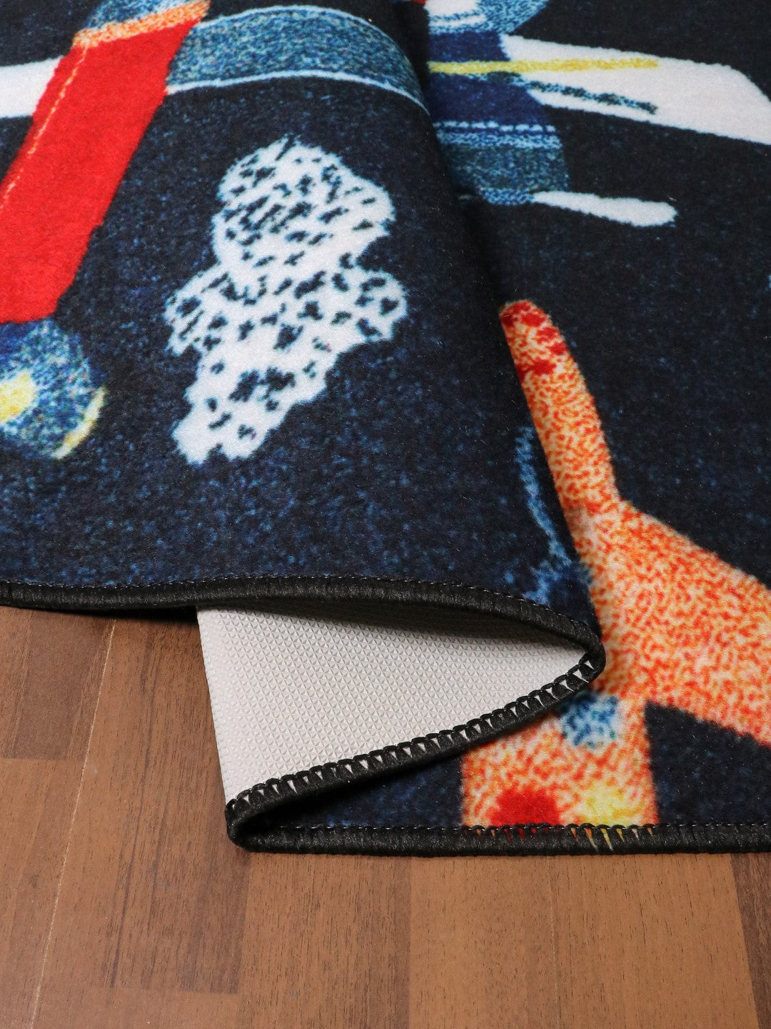 Dark Blue Multi Color Airplanes Print Rug