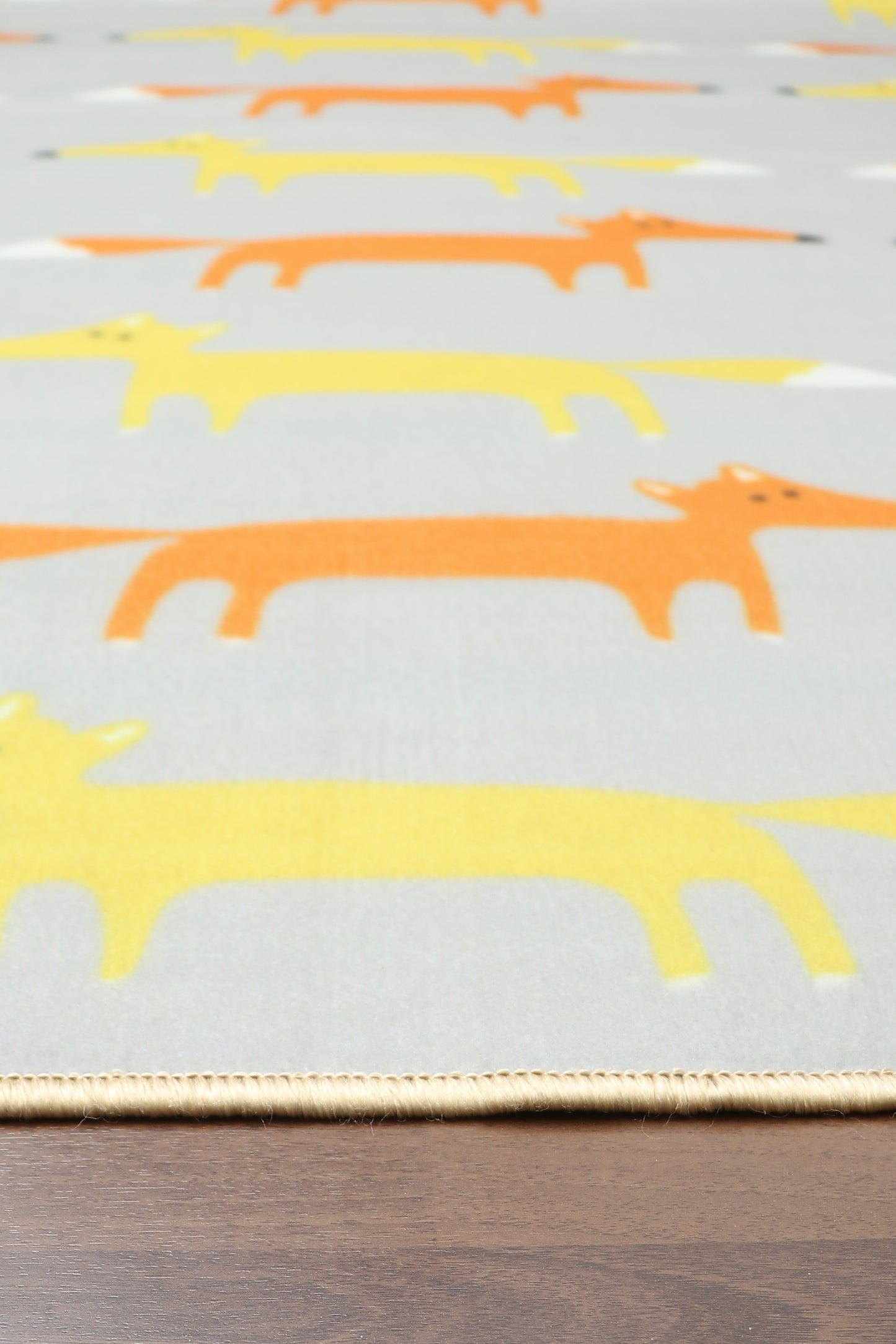Blue Grey Multi Color Fox Print Rug