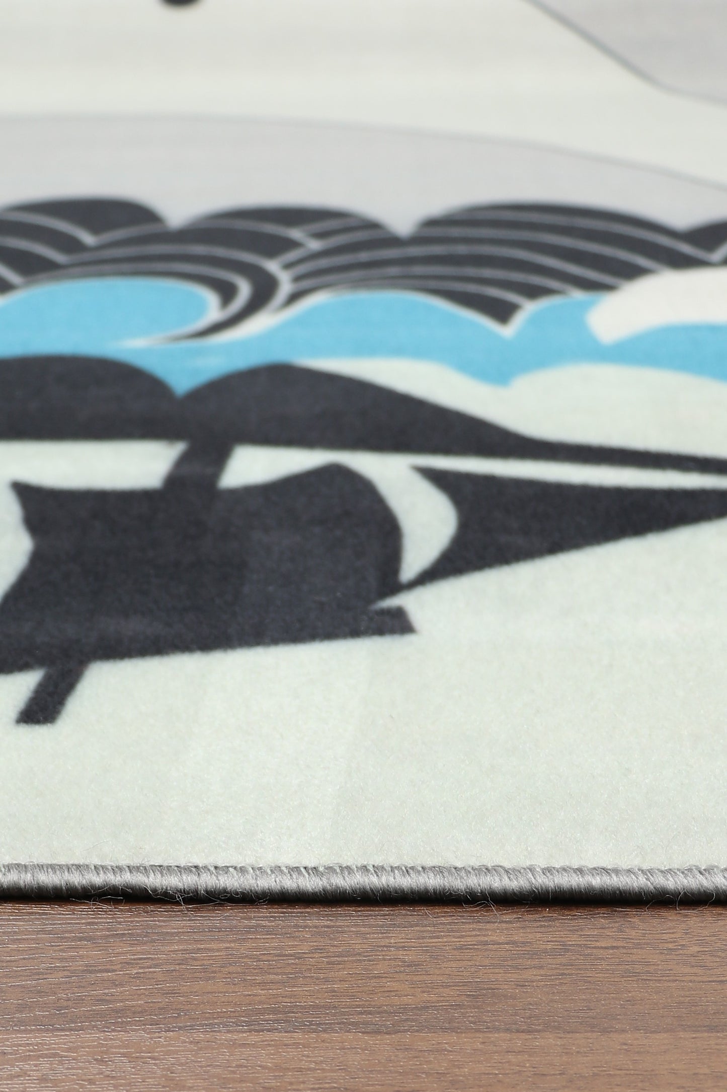 Multi Color Whale With Sea Ship Print Rug