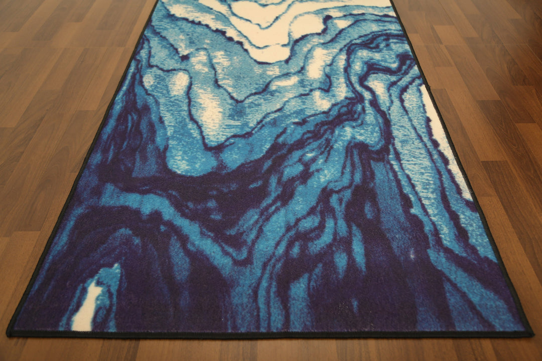 Modern Aqua Abstract Print Runner