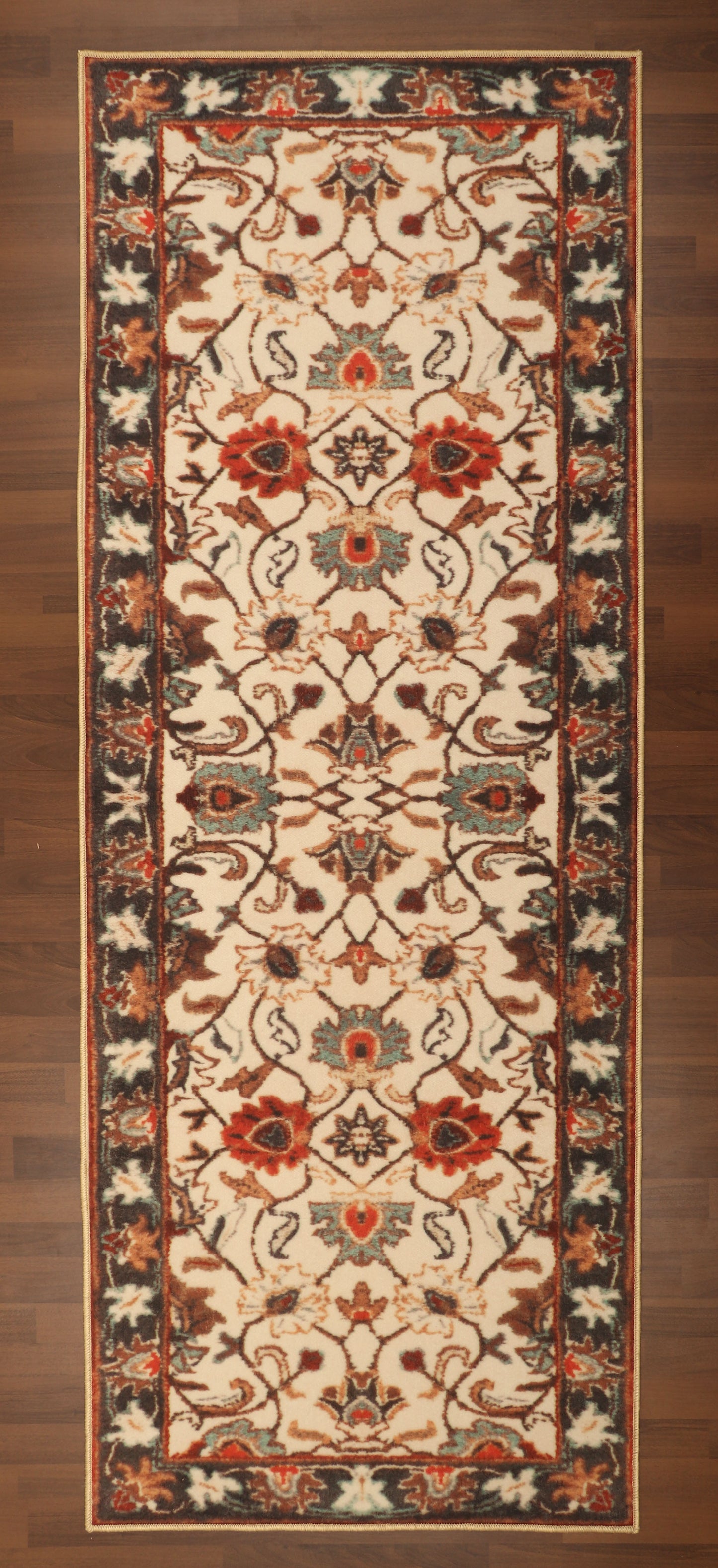Beige with Multi Color Floral Print Runner
