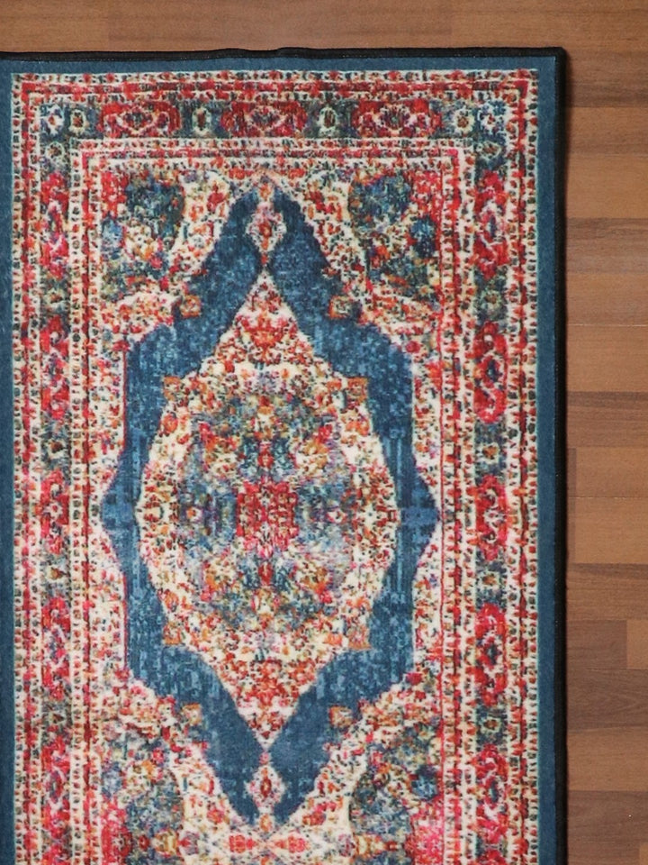 Red And Blue Floral Print Runner