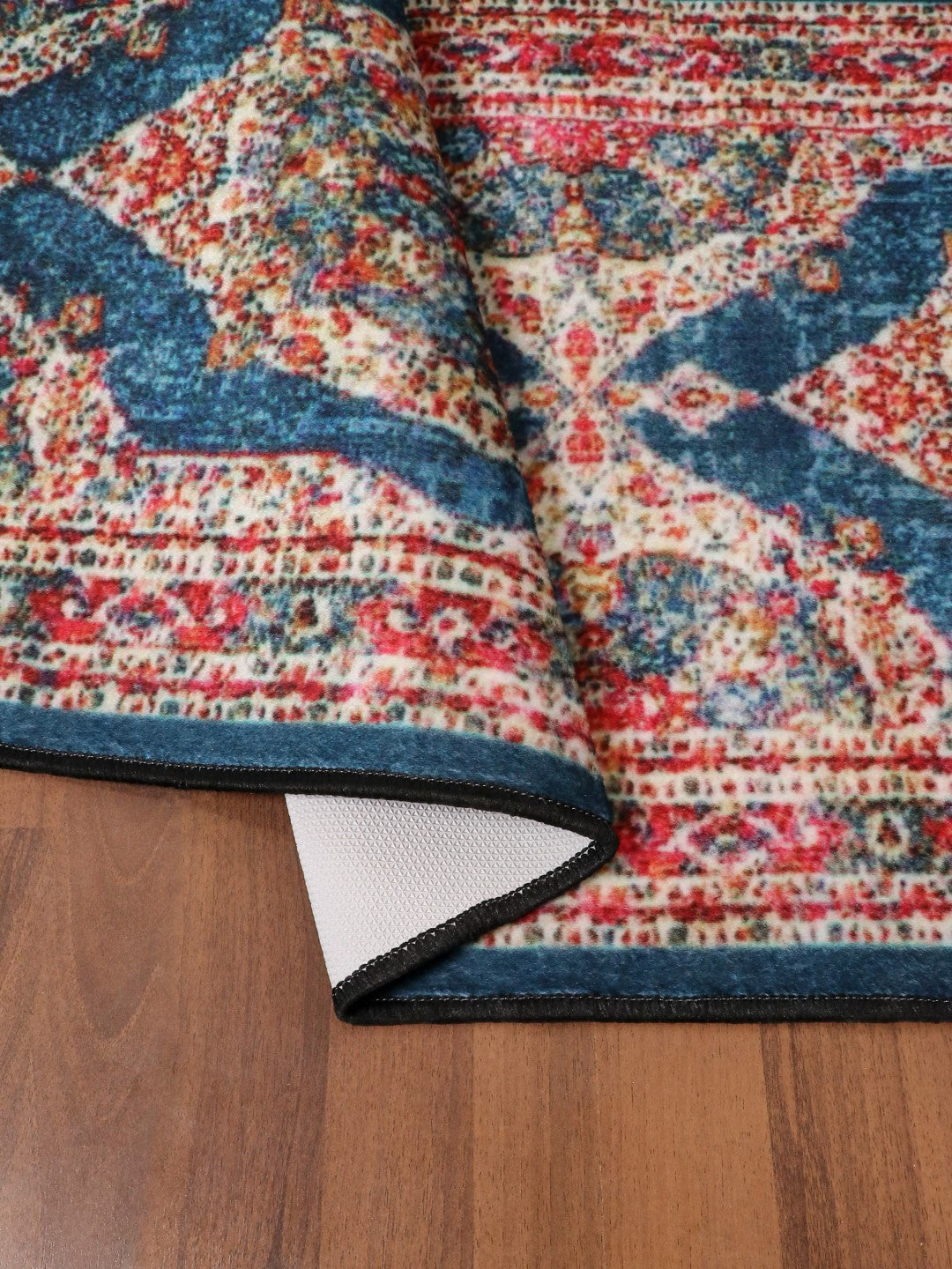 Red And Blue Floral Print Runner