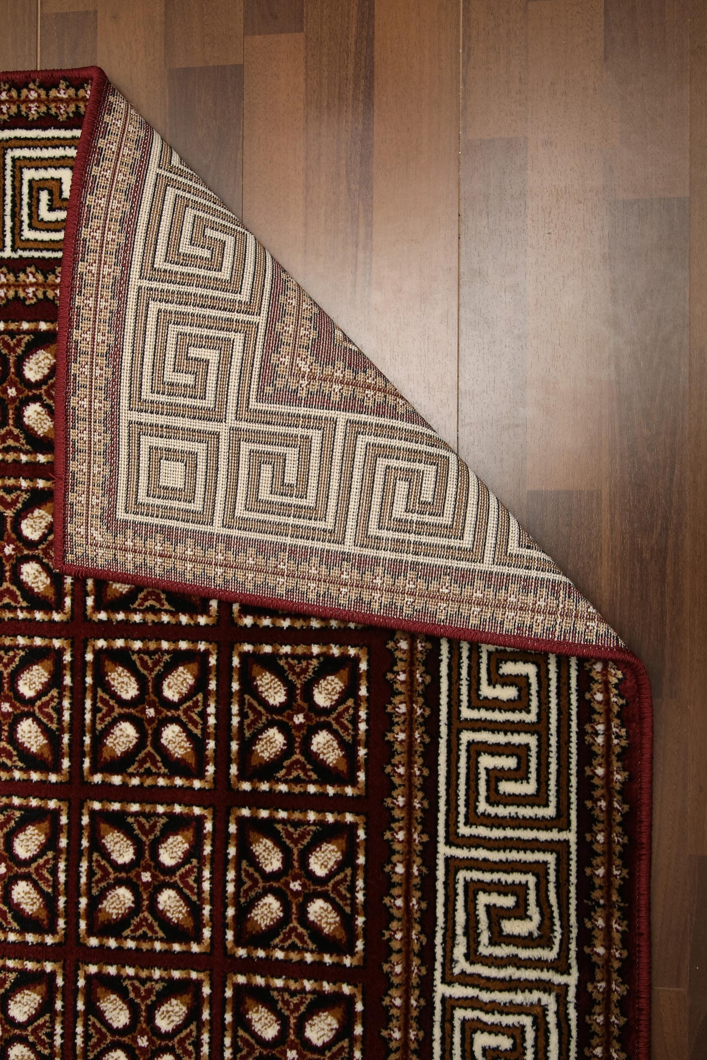 Maroon & Beige Traditional Design Rug