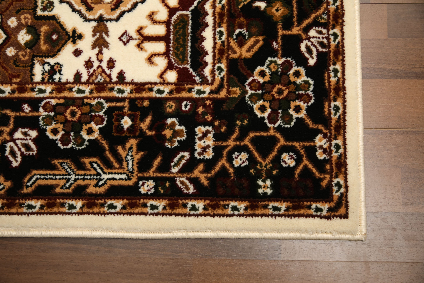 Beige And Black Traditional Design Rug