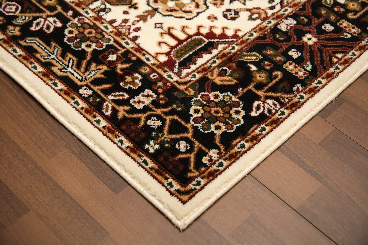 Beige And Black Traditional Design Rug