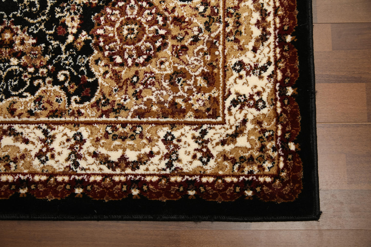 Black Red & Beige Medallion Traditional Design Rug