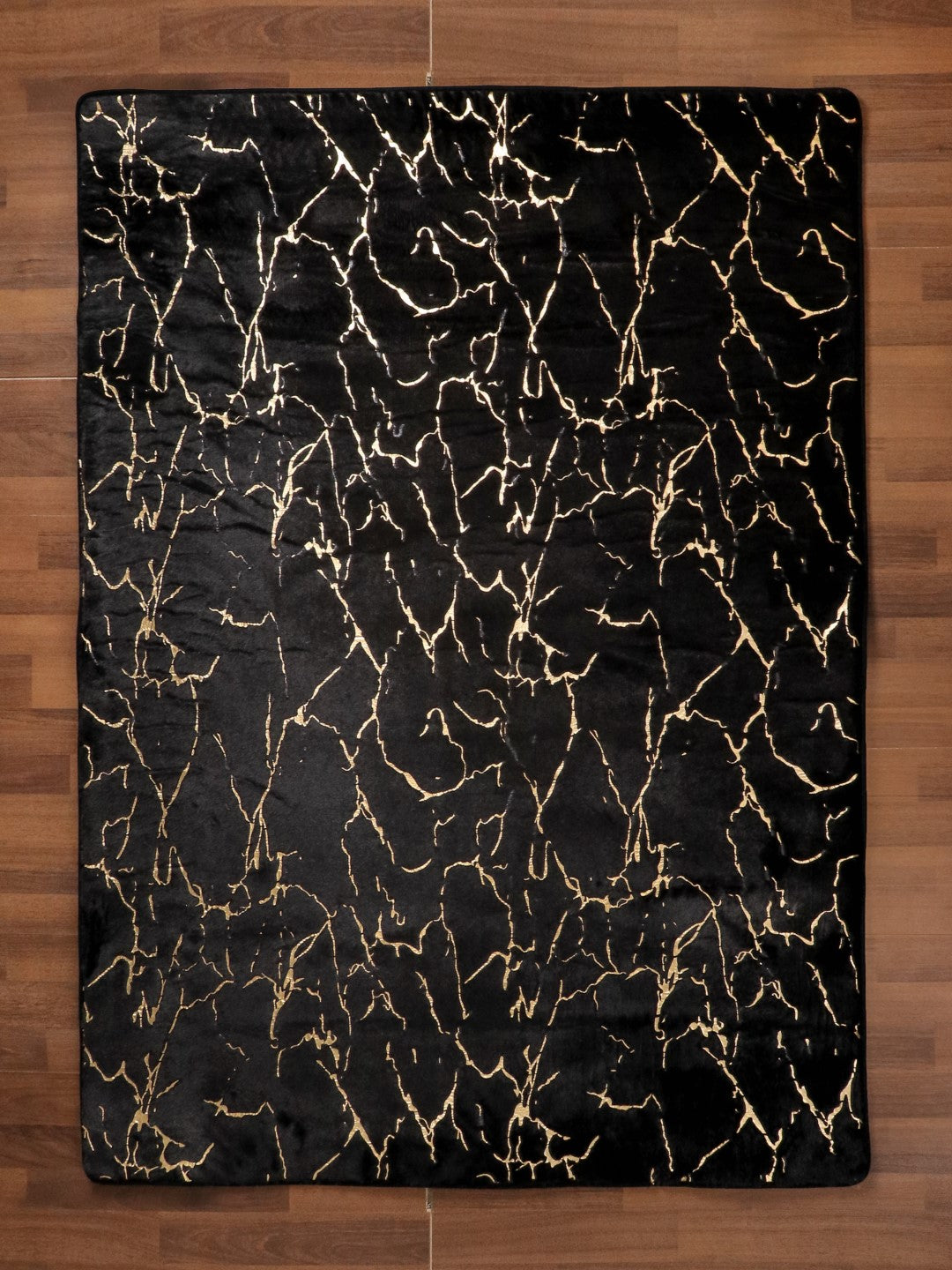 Black and Gold Abstract Engraved Fancy Rug