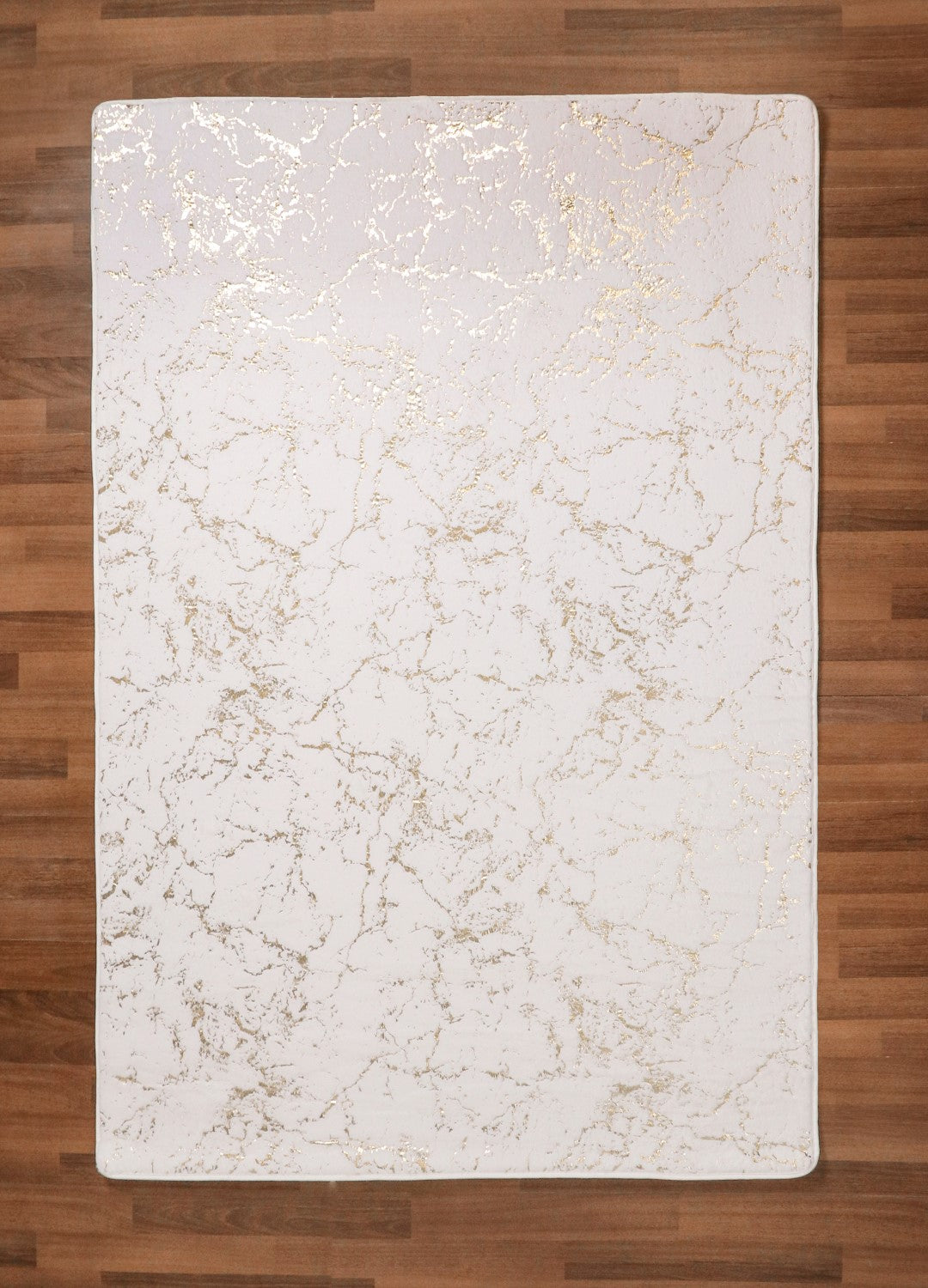 White And Golden Abstract Engraved Fancy Rug