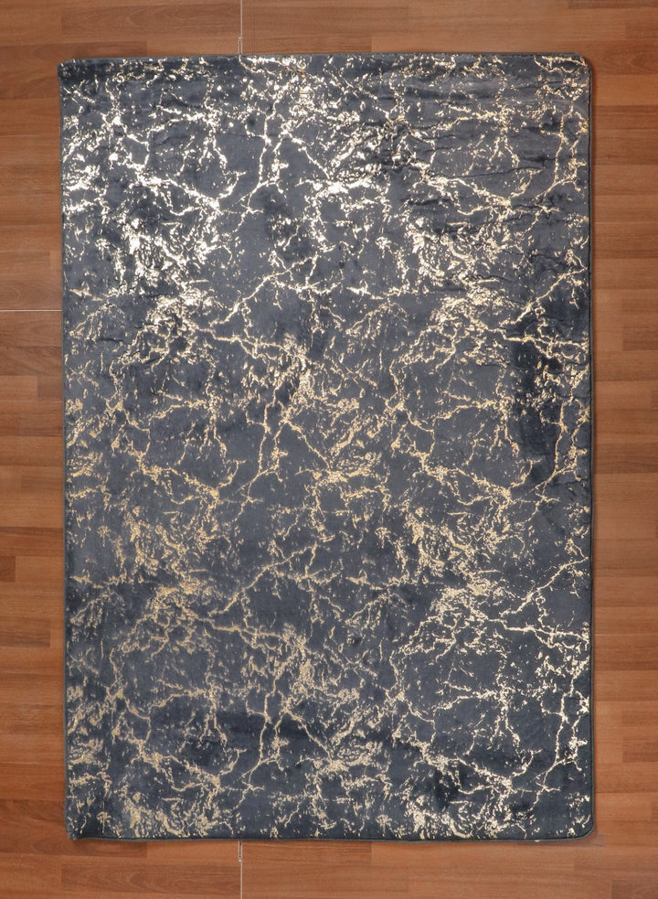 Grey Golden Abstract Engraved Fancy Rug