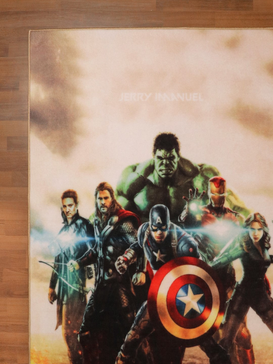Multi Color Avengers Team Print Rug