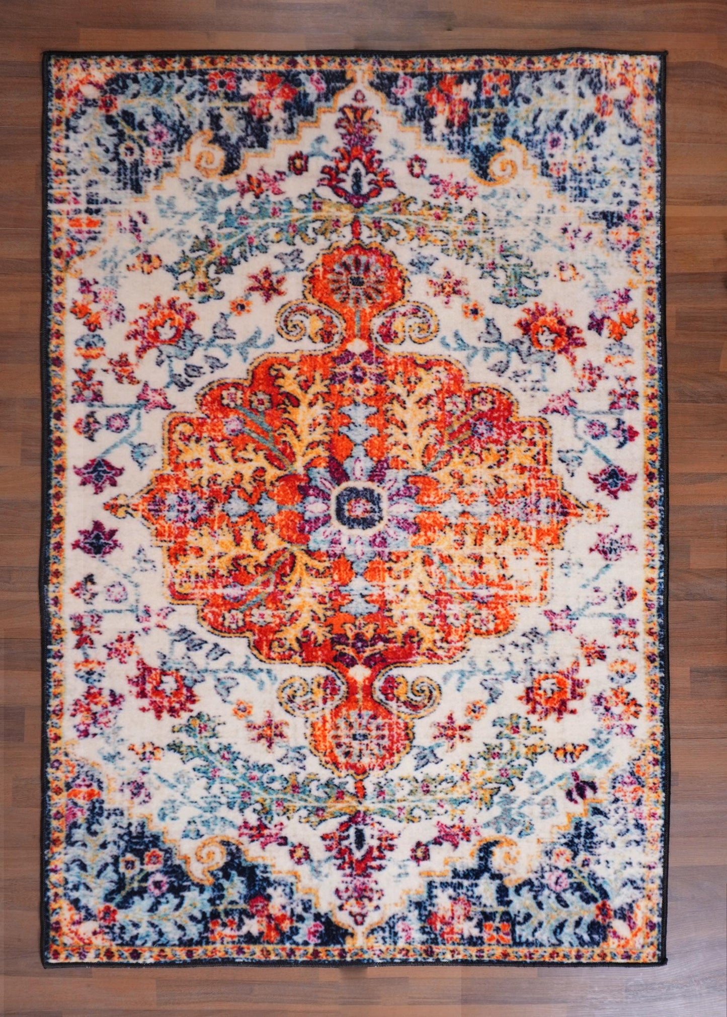 Multi Color Floral Print Rug