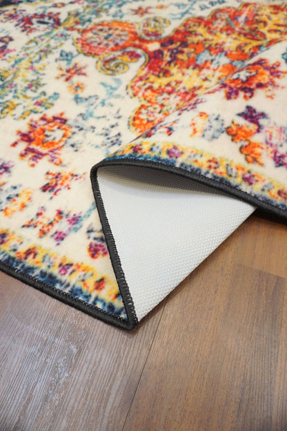 Multi Color Floral Print Rug