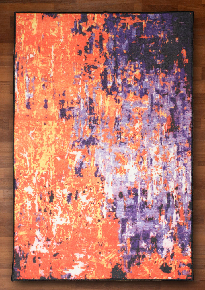 Orange Purple Abstract Print Rug