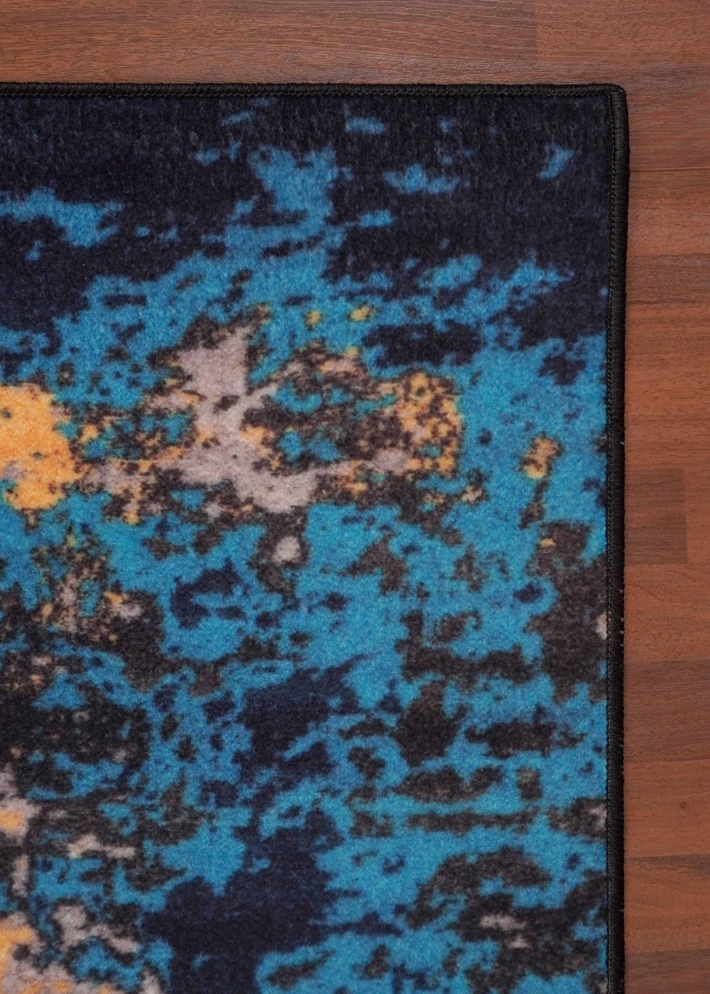 Green Blue Beige Abstract Print Rectangle Rug