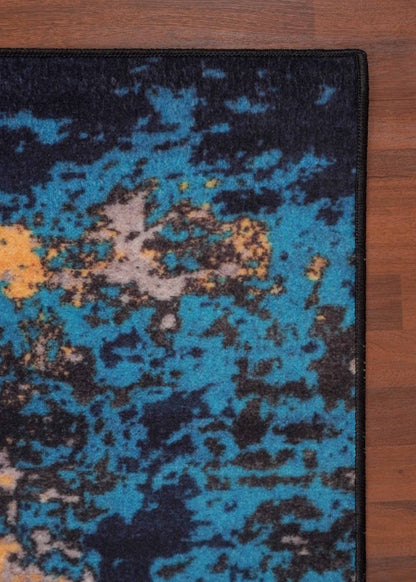 Green Blue Beige Abstract Print Rectangle Rug