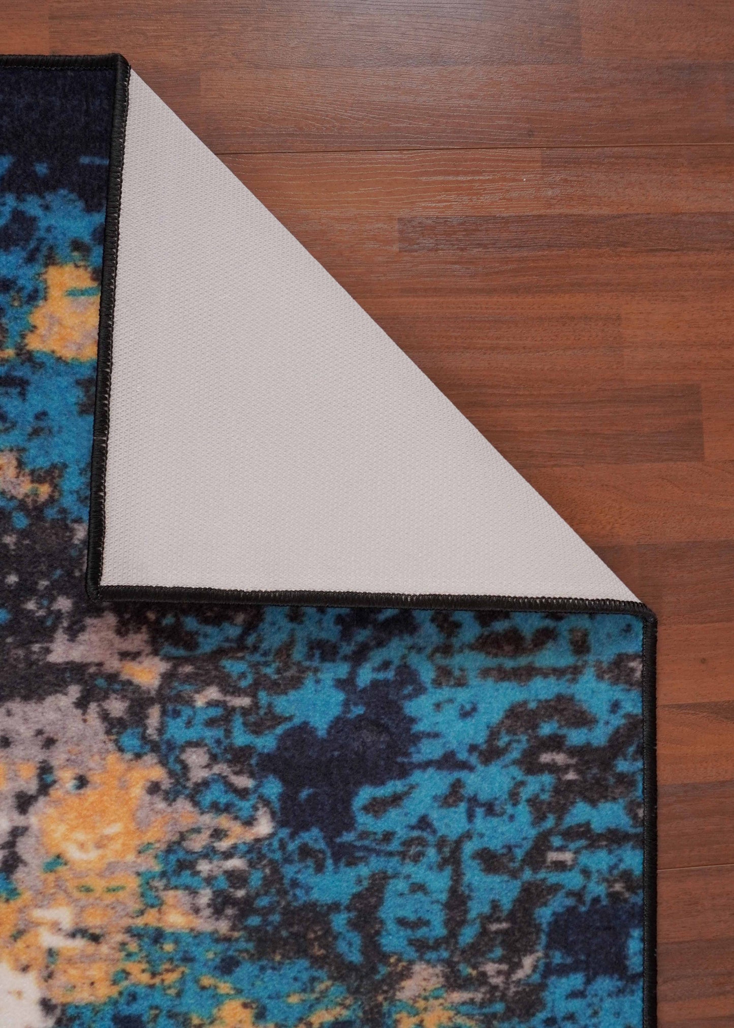Green Blue Beige Abstract Print Rectangle Rug