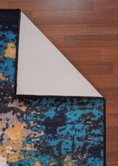 Green Blue Beige Abstract Print Rectangle Rug