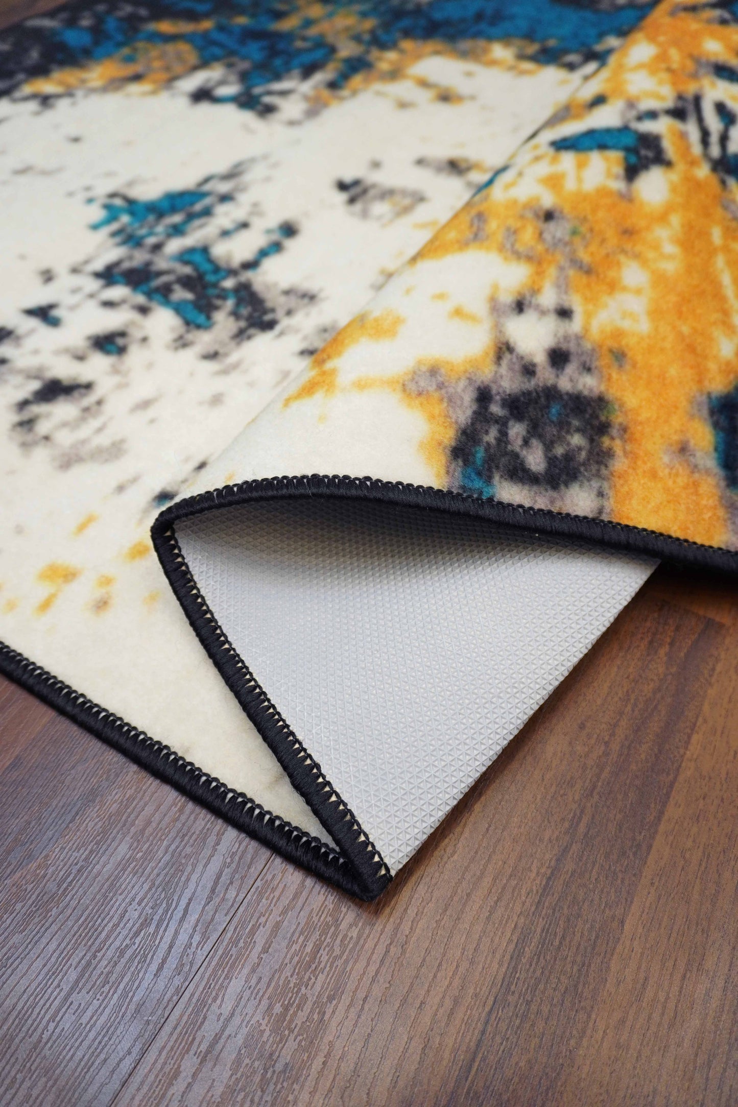 Green Blue Beige Abstract Print Rectangle Rug