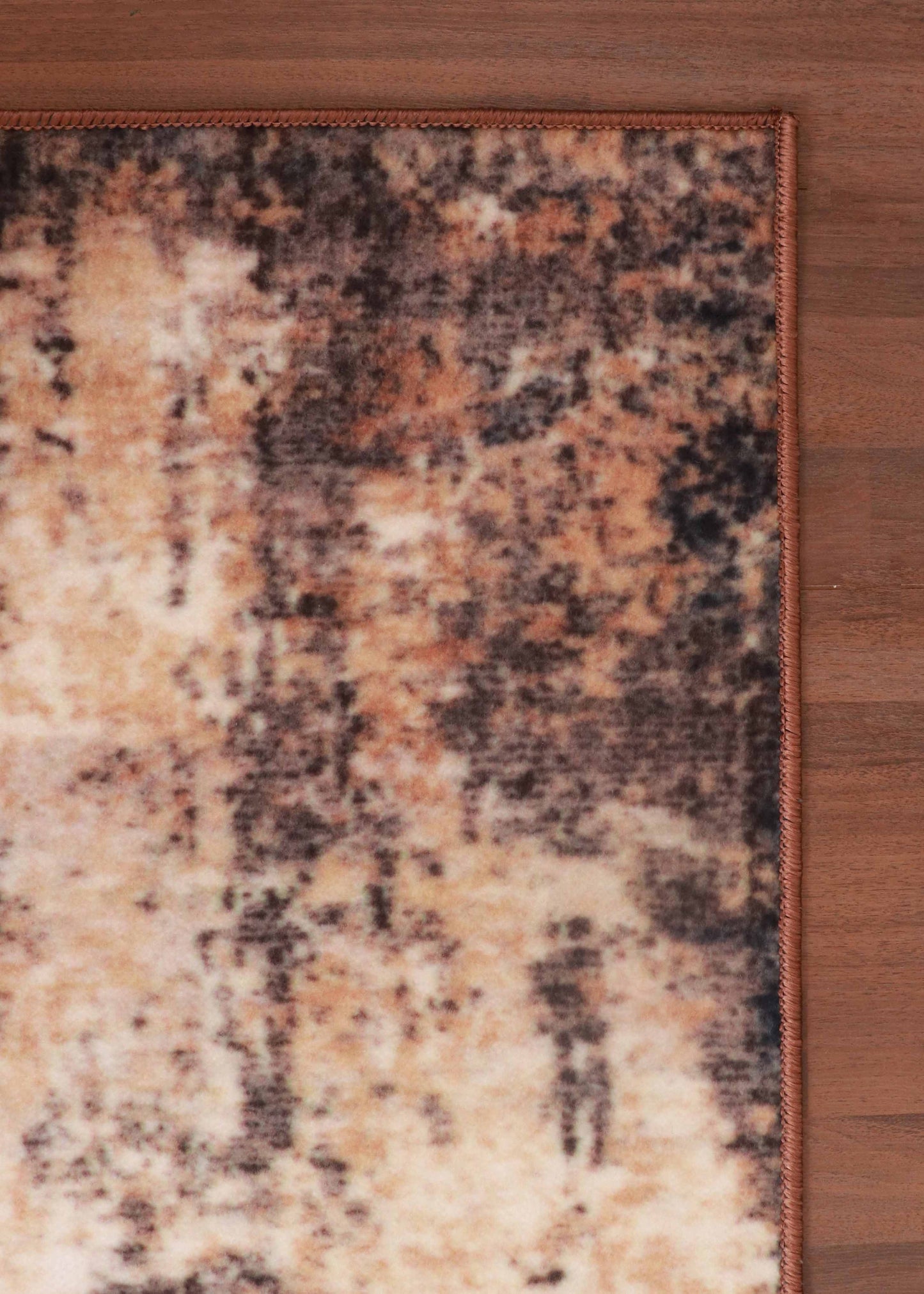 Dark Blue With Beige Abstract Print Rug