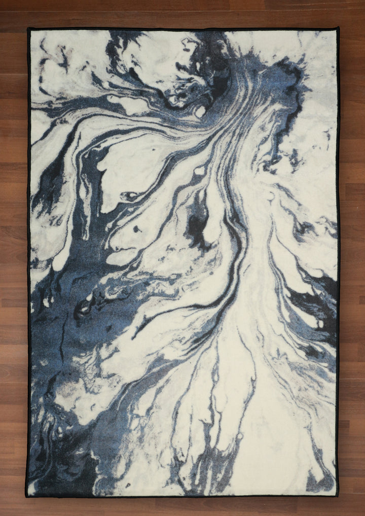Multi Color Abstract Print Rectangle Non Woven Rug with Non Slip TPR Backing For Everyday Use