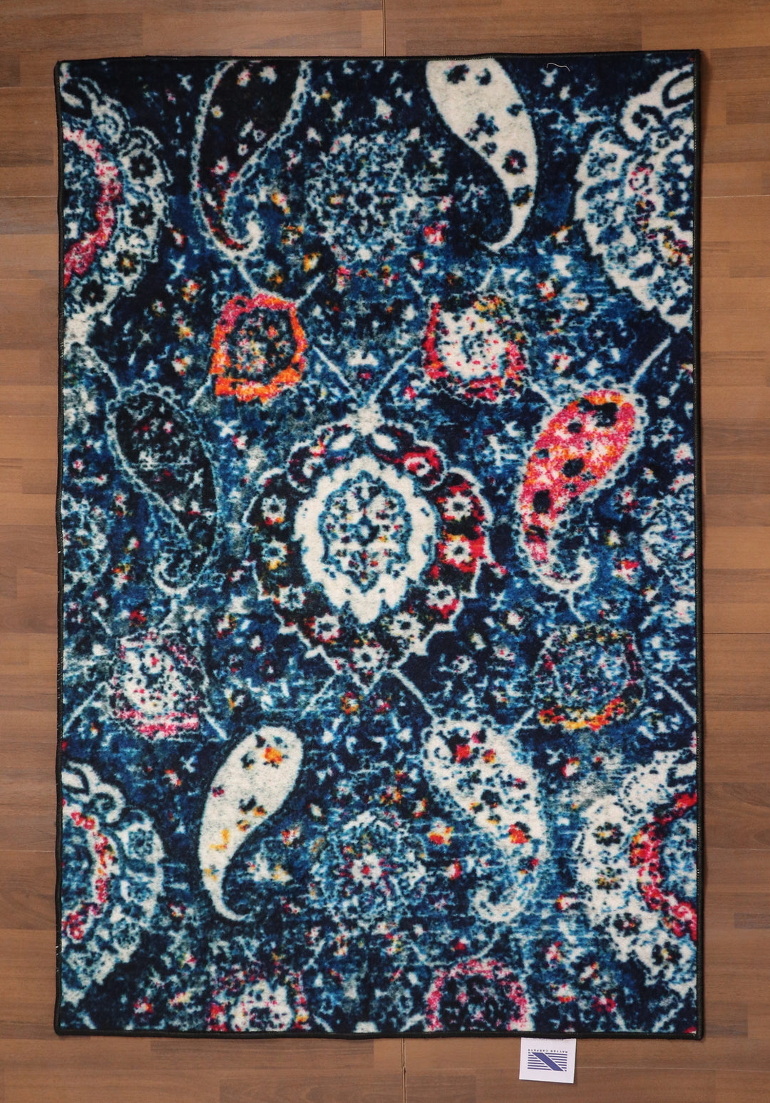 Multi Color Floral Print Rectangle Non Woven Rug with Non Slip TPR Backing For Everyday Use