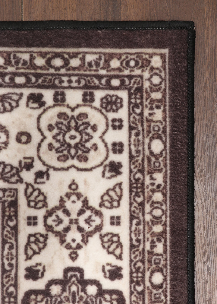 Elegant Brown and Cream Non-Woven Medallion Rug