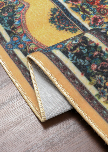 Premium Multicolor Floral Medallion Non Woven Rug –Anti-Slip Design for Modern Homes