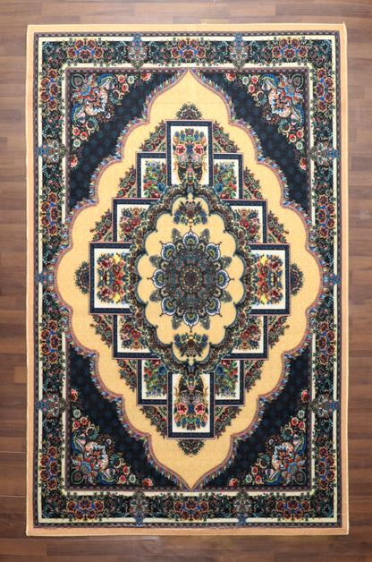 Premium Multicolor Floral Medallion Non Woven Rug –Anti-Slip Design for Modern Homes