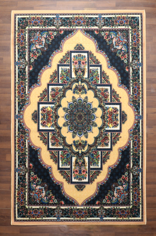 Premium Multicolor Floral Medallion Non Woven Rug –Anti-Slip Design for Modern Homes